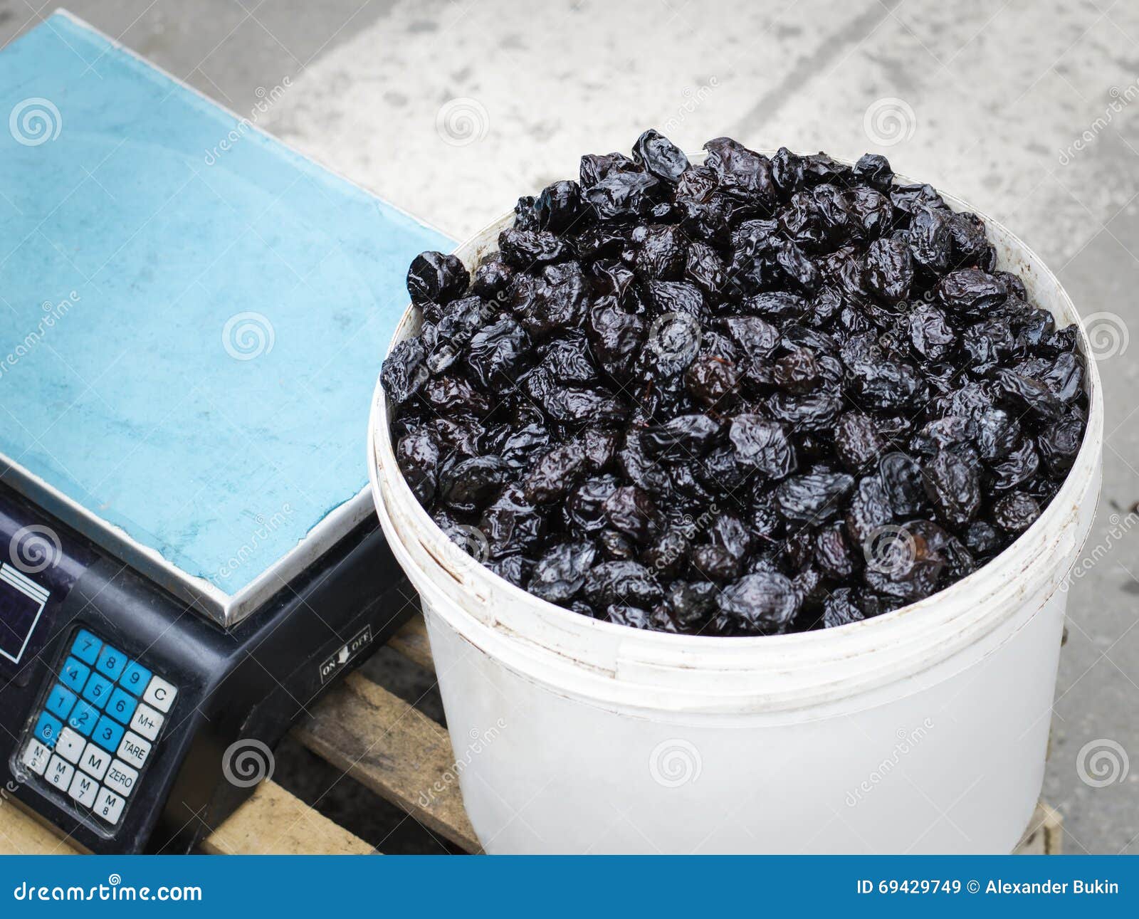 Dried Plums in a Bucket on the Local Market Stock Image Image of