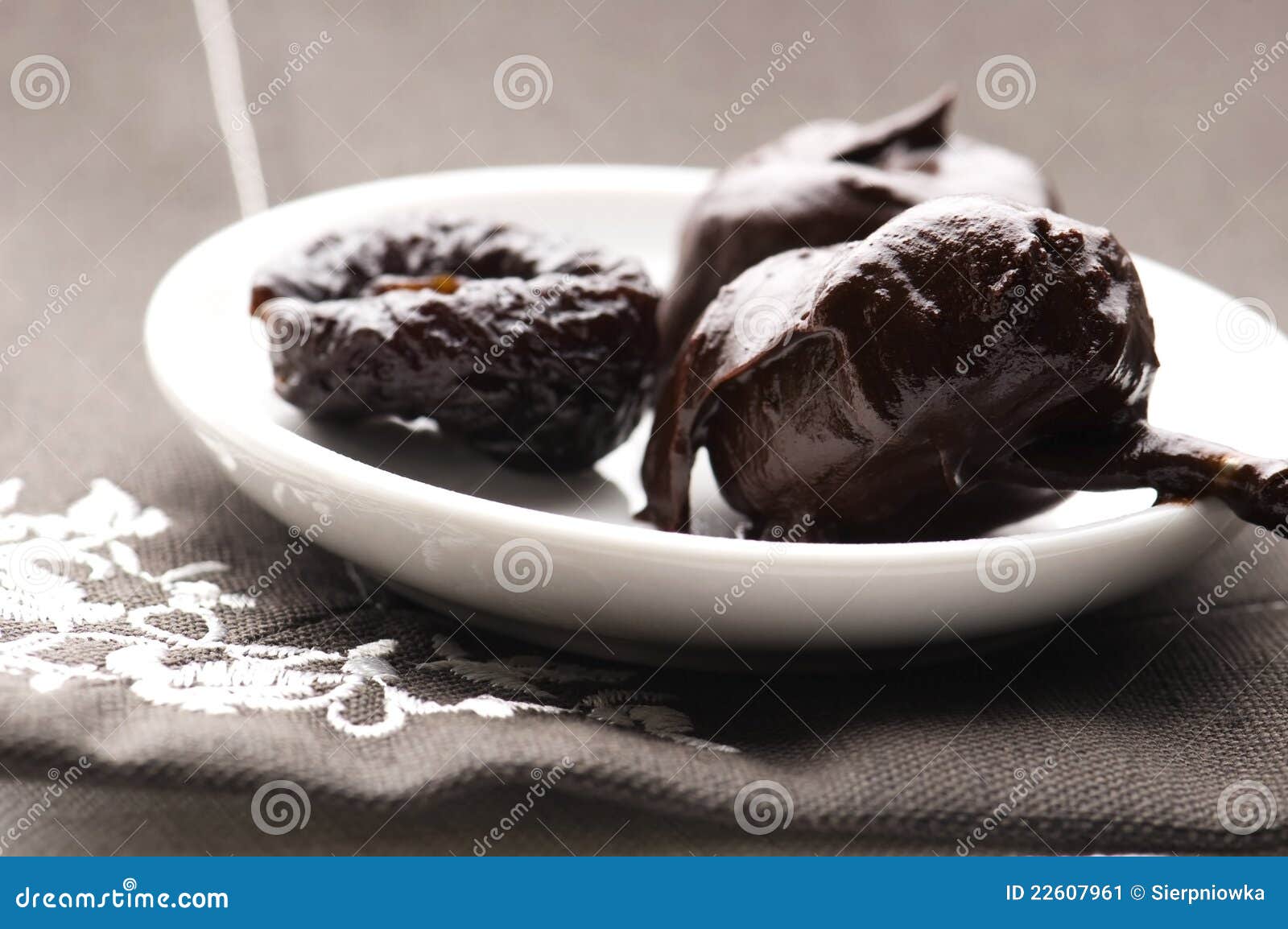 Dried plums in chocolate stock image. Image of gold, dessert 22607961