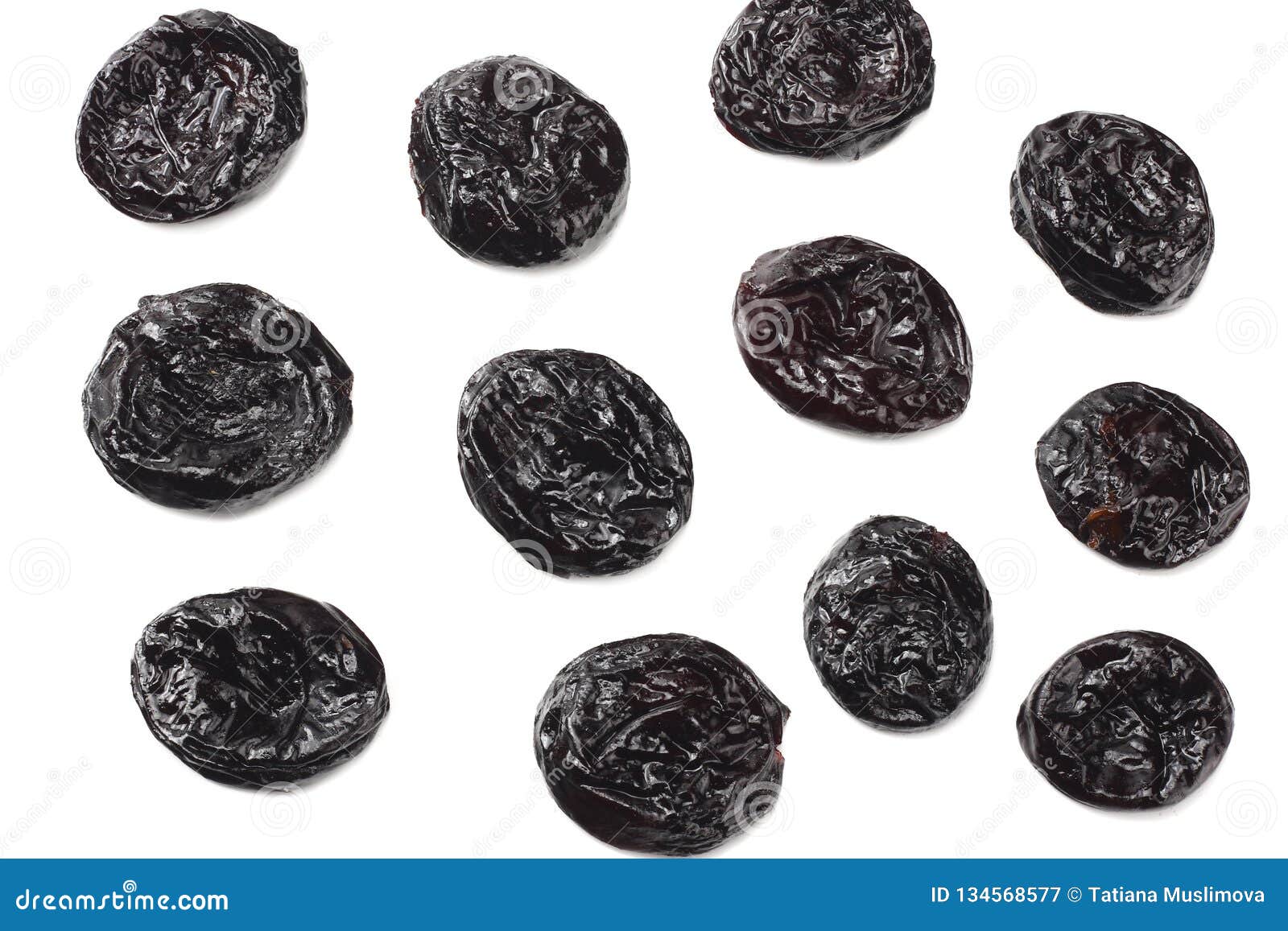 Dried Plums Prunes Isolated on White