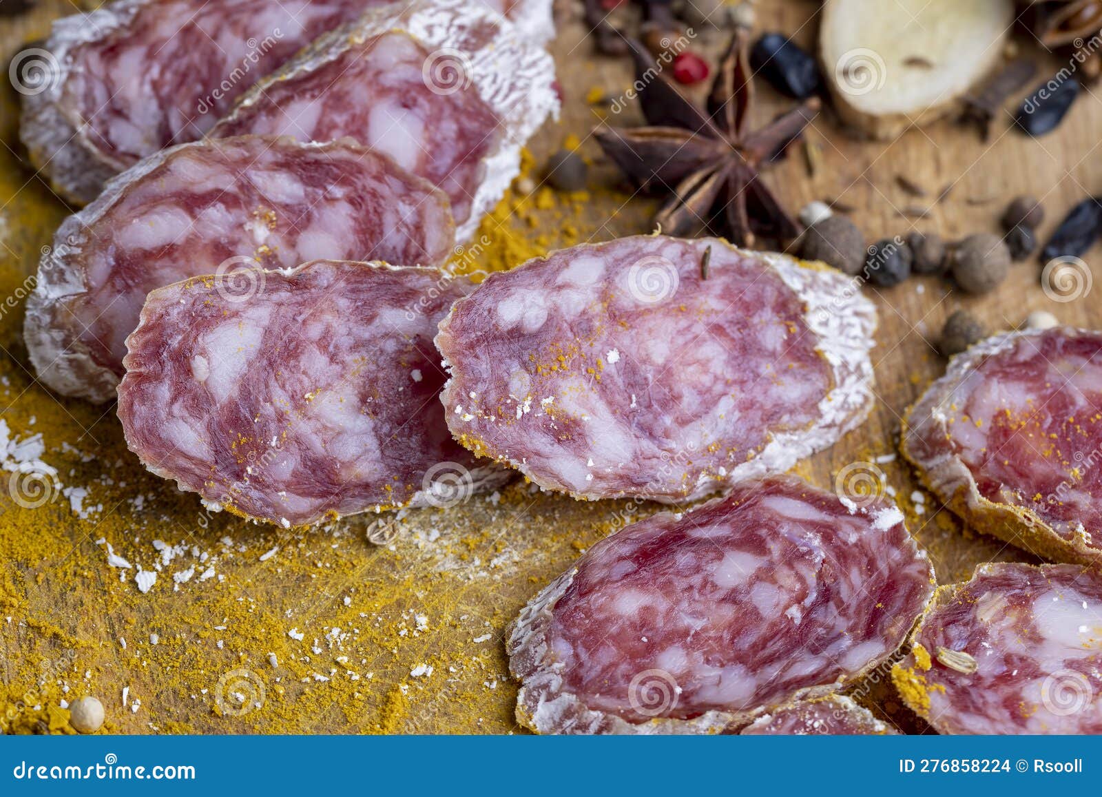 Dried Pork Sausage with White Mold and Spices Stock Photo Image of