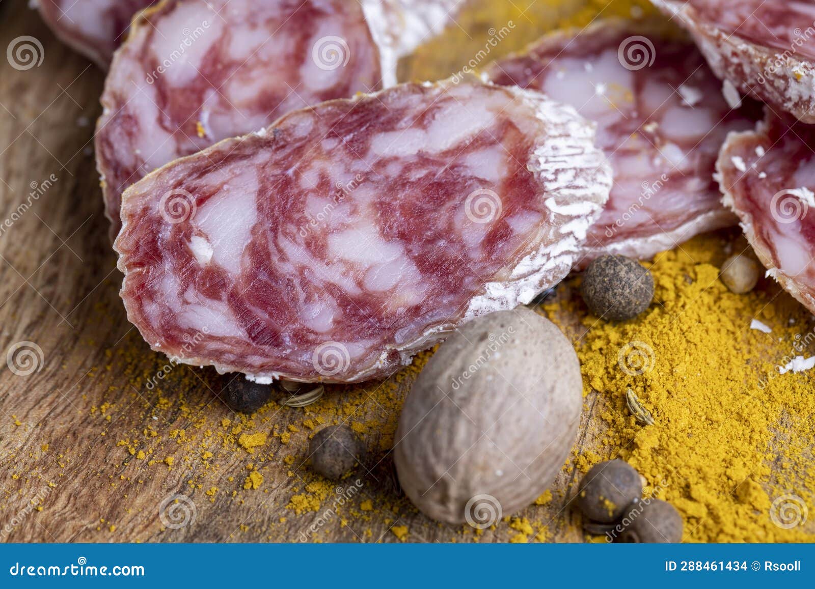 Dried Pork Sausage with White Mold and Spices Stock Photo Image of