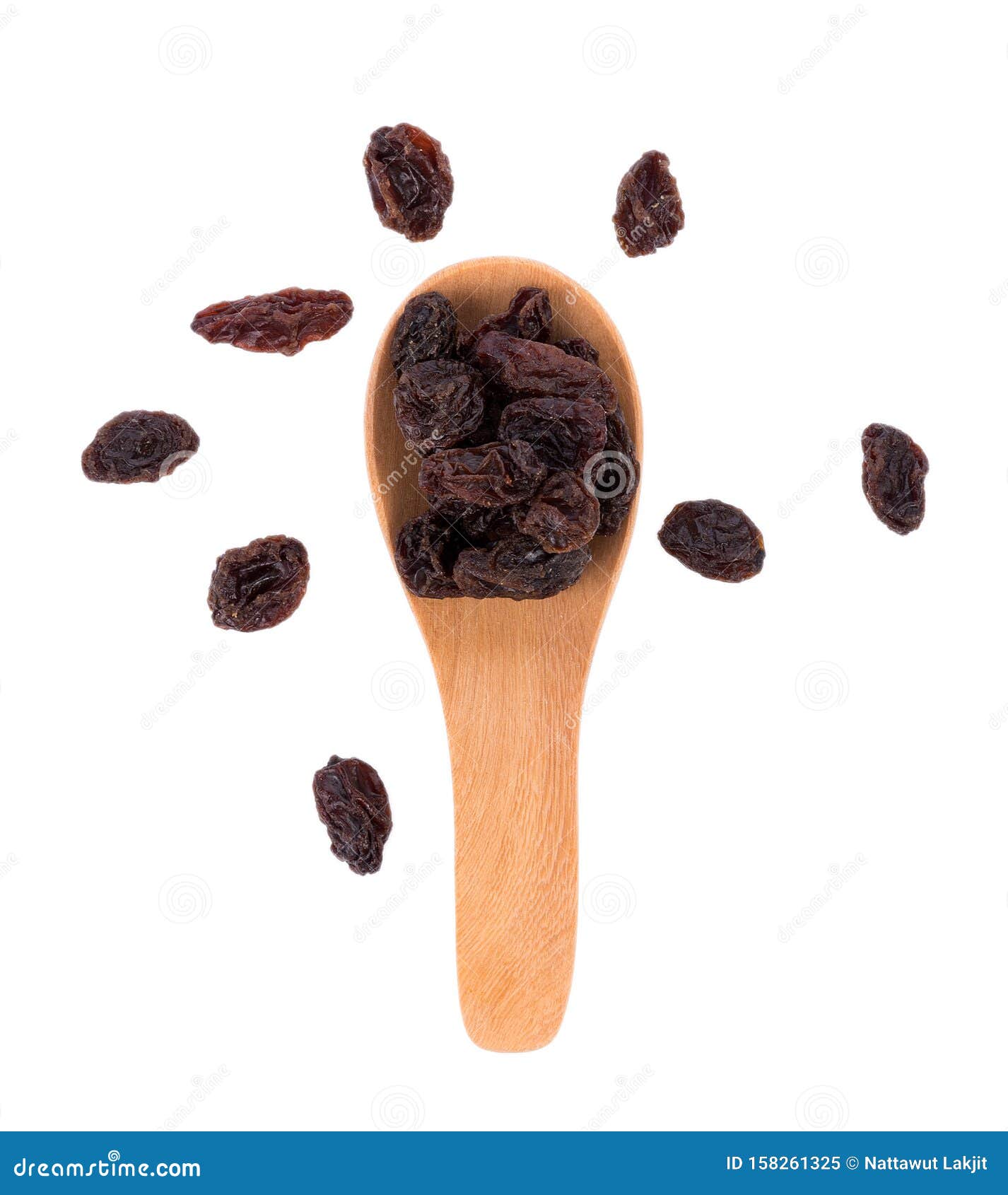 Dried Raisins in Spoon on White Background Stock Image - Image of fruit ...