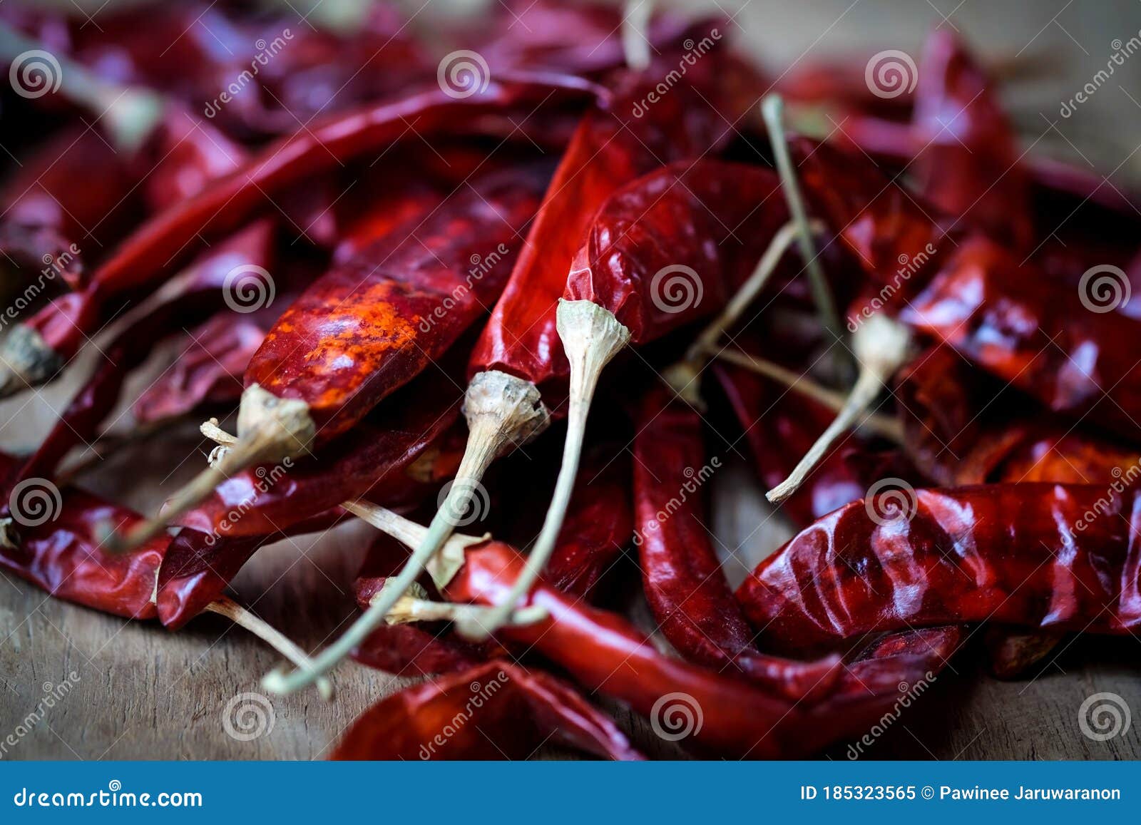 Dried Red Hot Chili On Wooden Plate Food Ingredient For Spicy Recipe Stock Image Image Of Food Cooking 185323565