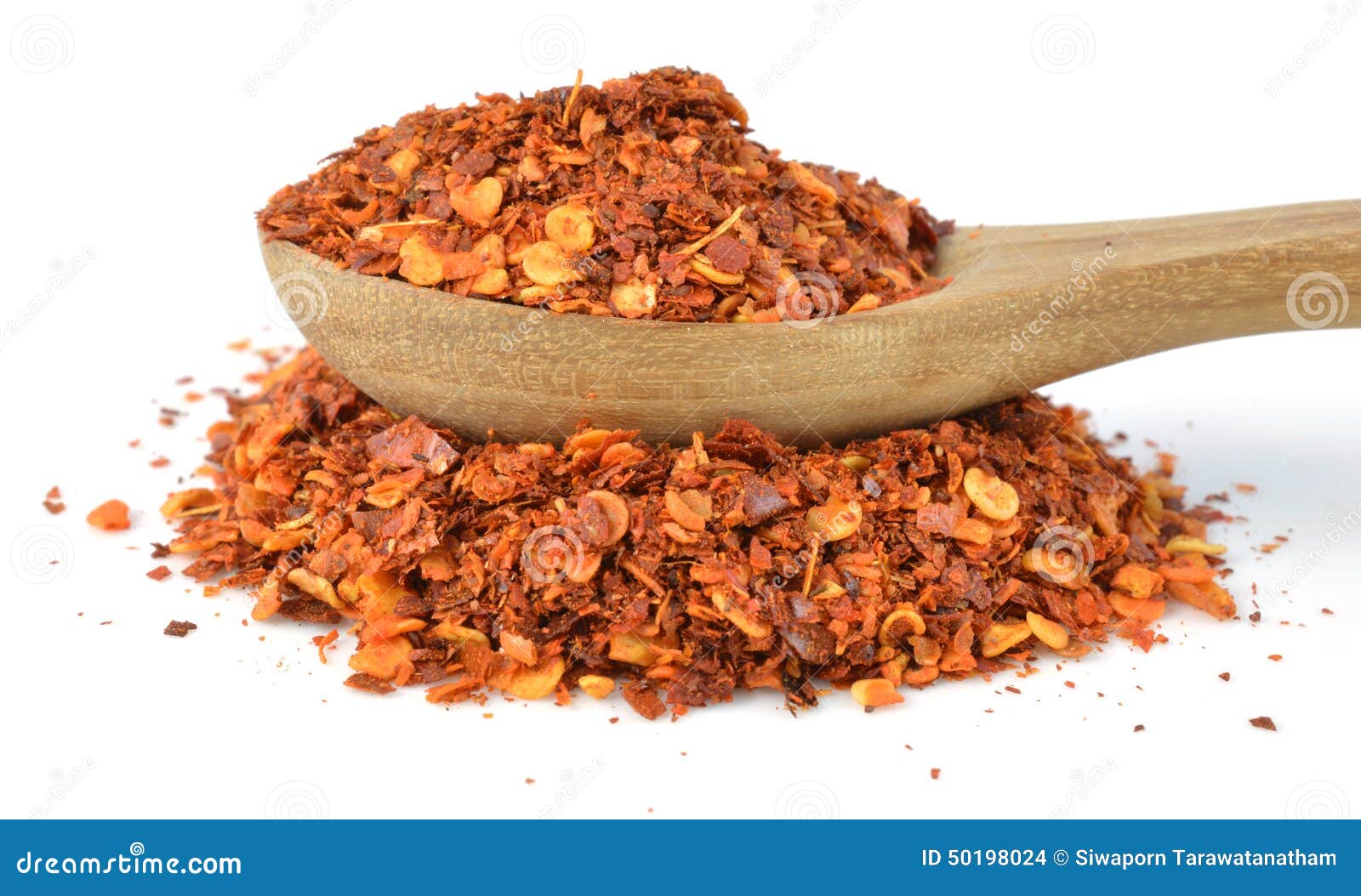 Dried Red Pepper Flakes, Isolated on White. Stock Photo Image of