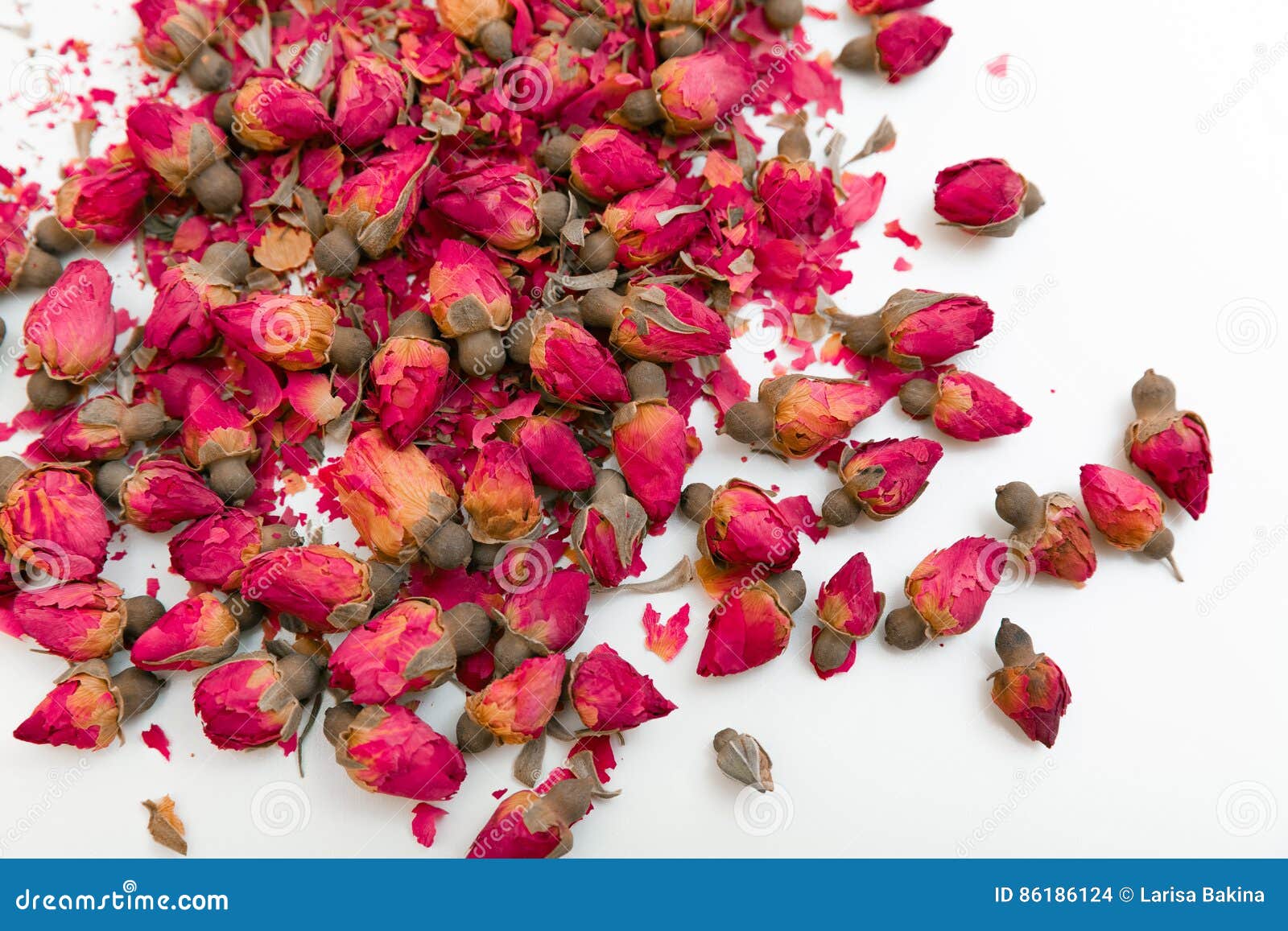 Dried rose buds stock photo. Image of drink, isolated 86186124