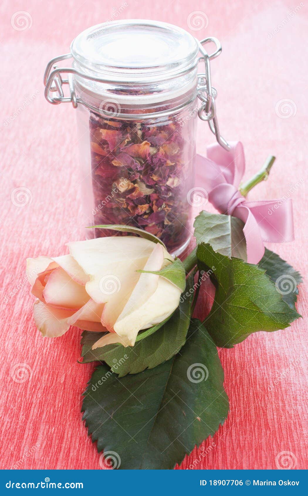 Dried rose petals in a jar stock photo. Image of pampering 18907706