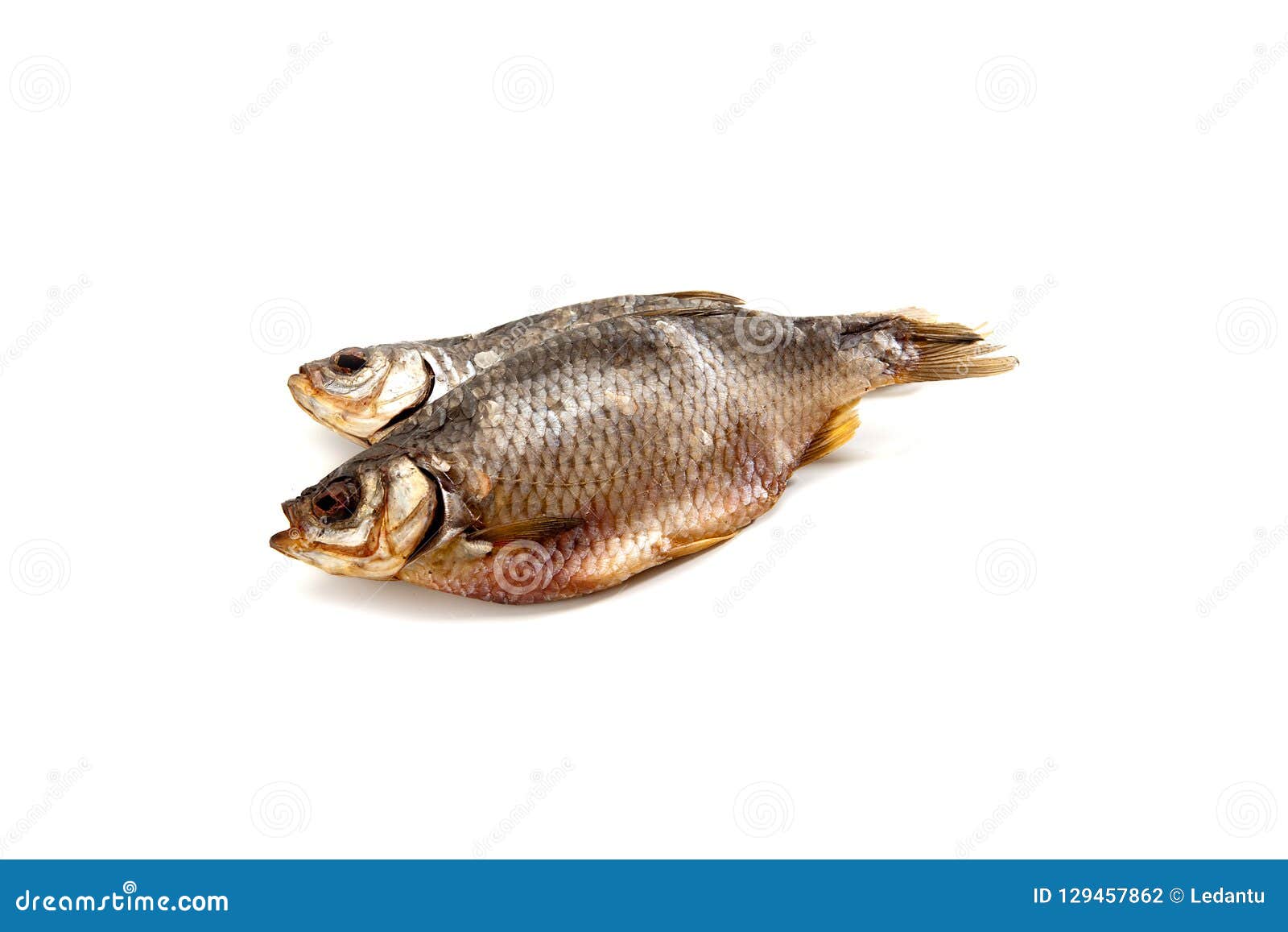 Dried Salted Fish Sticks Isolated on White. Stock Photo Image of