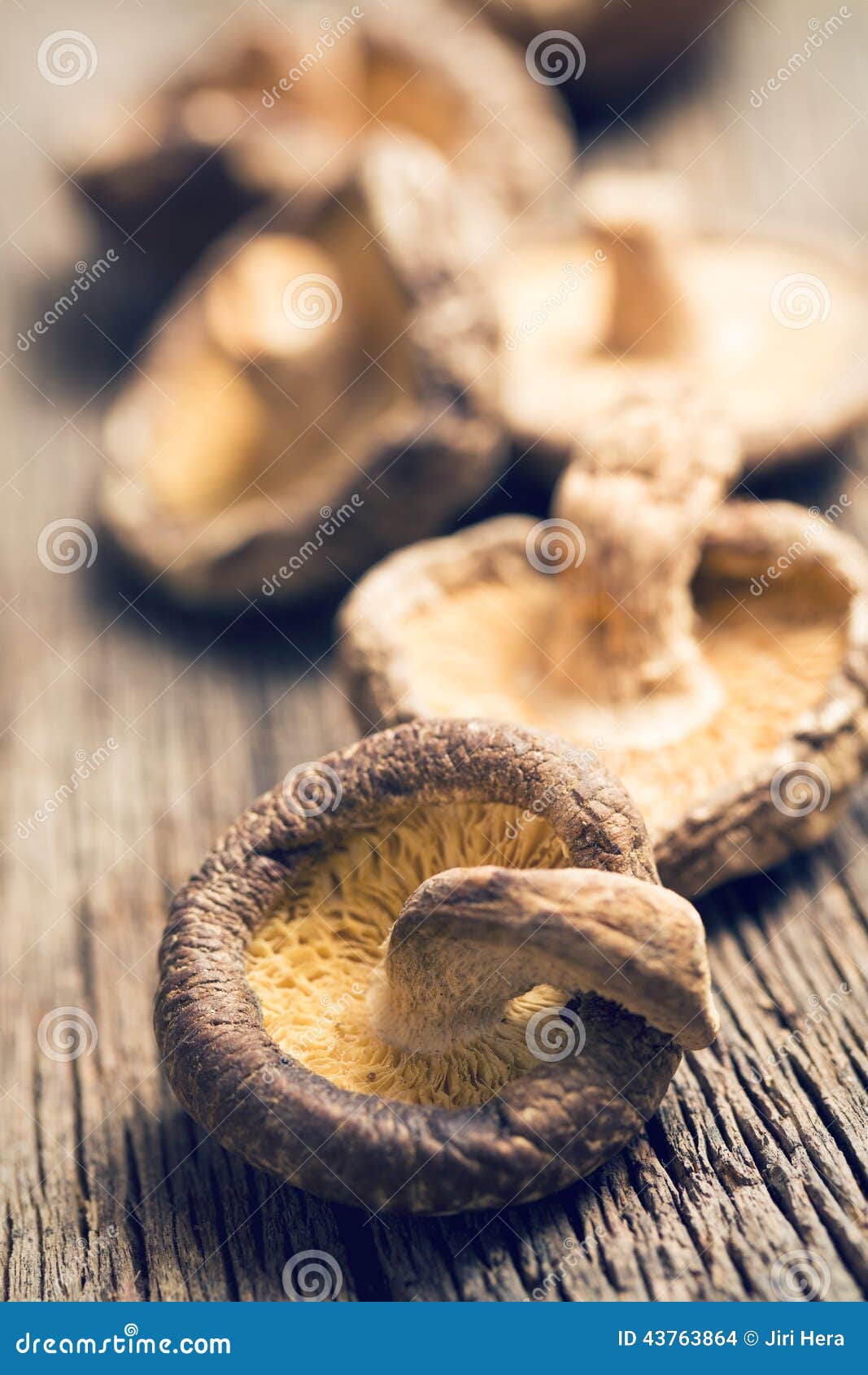 Dried Shiitake Mushrooms on Old Wooden Table Stock Photo Image of