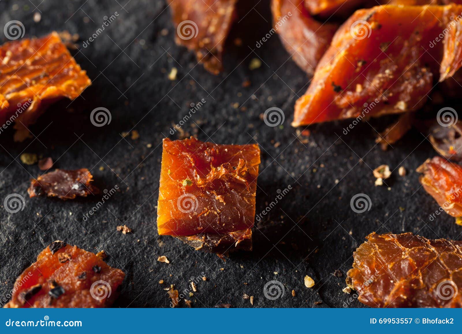 Dried Smoked Salmon Jerky stock image. Image of salted 69953557