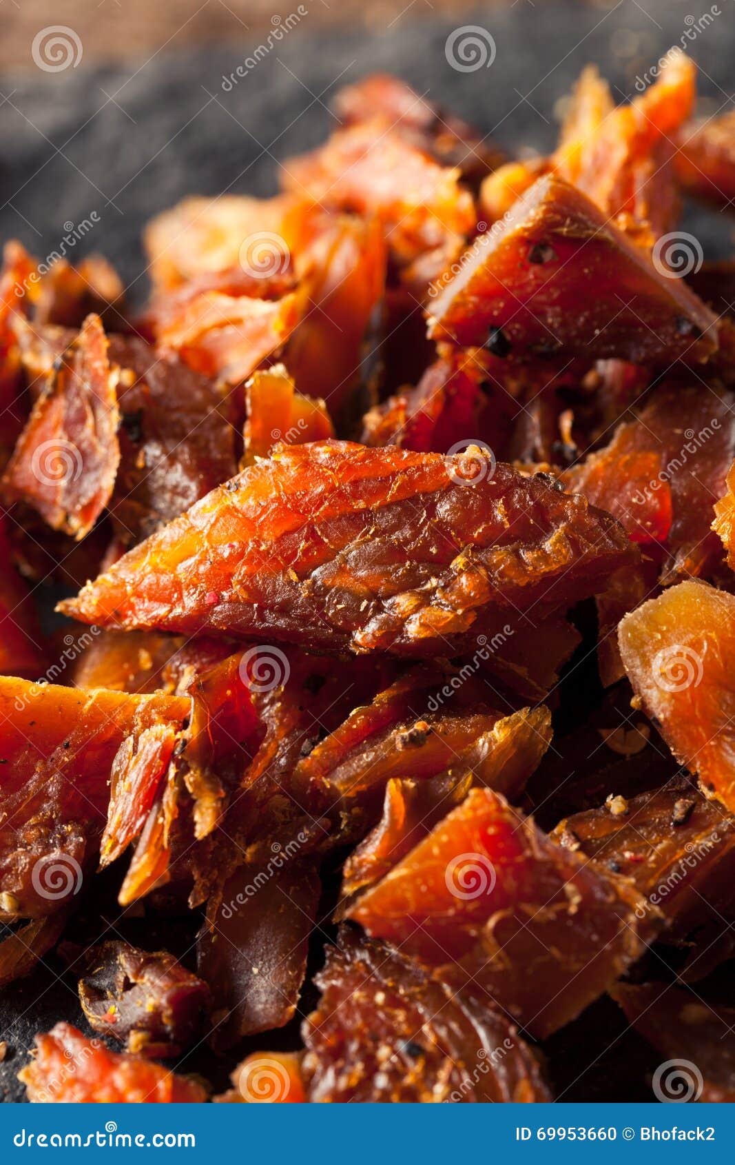 Dried Smoked Salmon Jerky stock photo. Image of vegetarian 69953660
