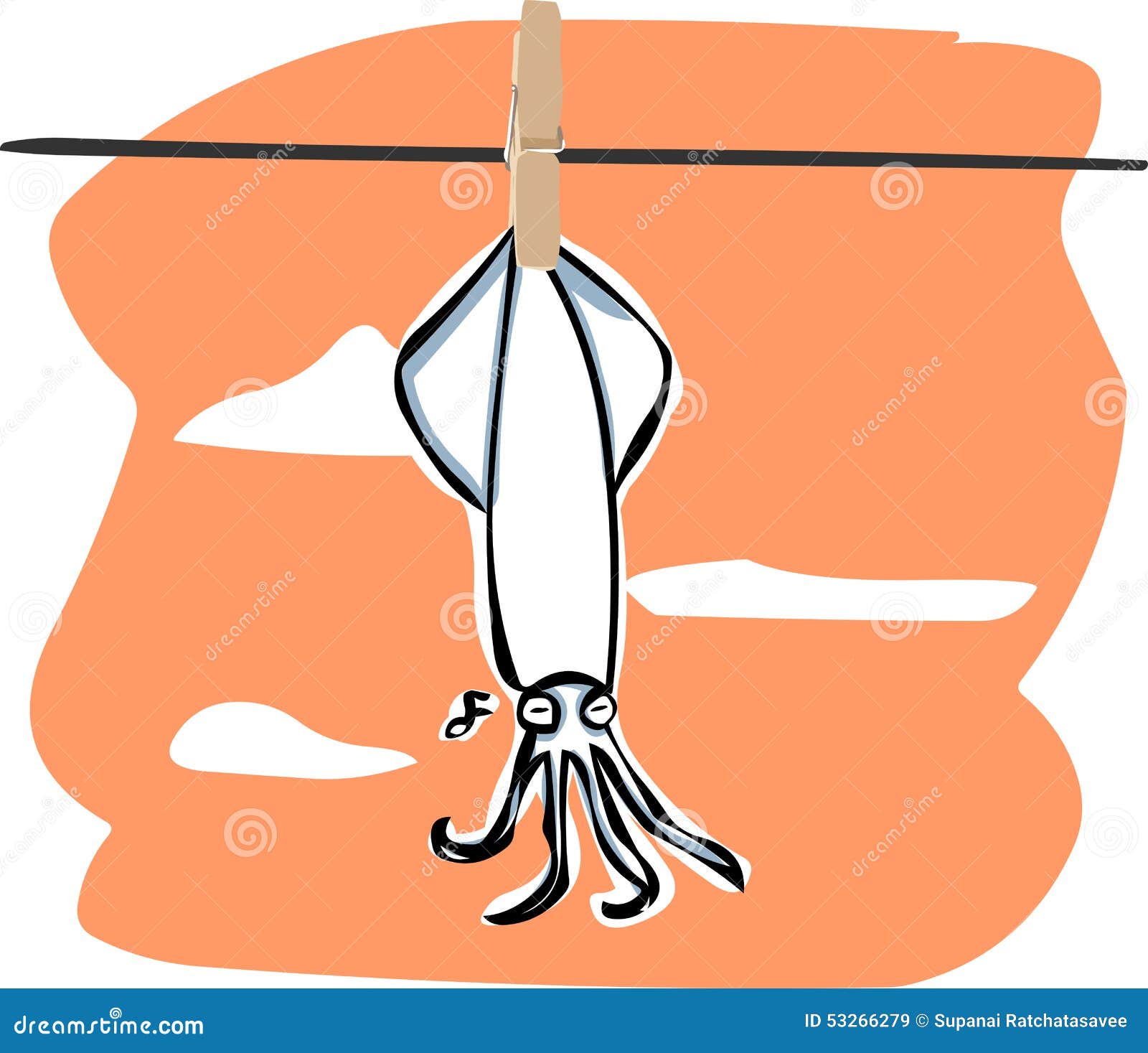 Dried squid stock vector. Illustration of group, creature 53266279