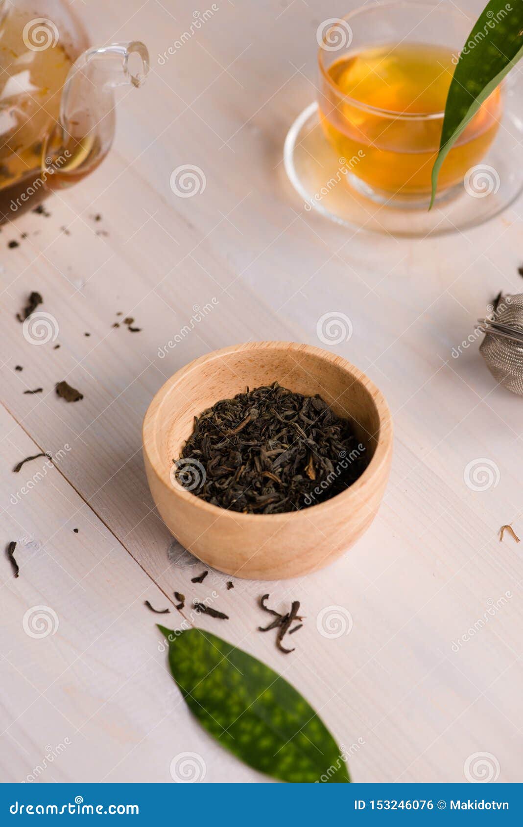 Dried Tea Leaves with Tea Pot Stock Photo Image of natural