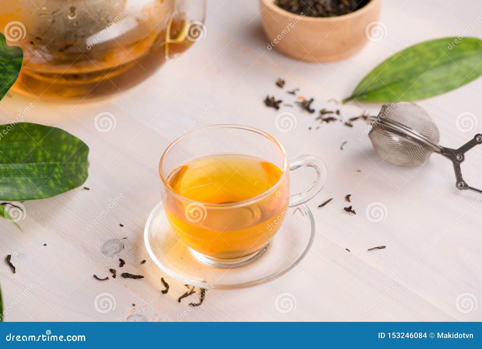 Dried Tea Leaves with Tea Pot Stock Photo Image of dried, herbs