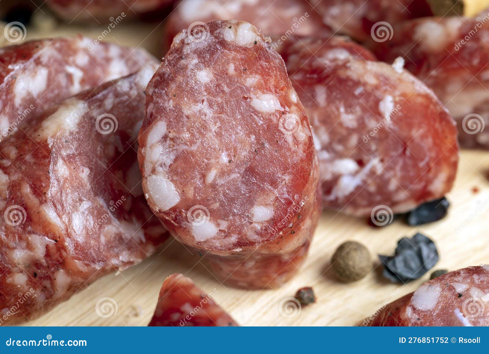 Dried Veal Sausage during Slicing Stock Photo Image of energy