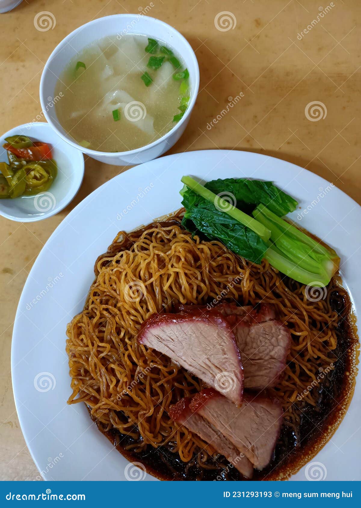 dried wantan mee with barbeque pork