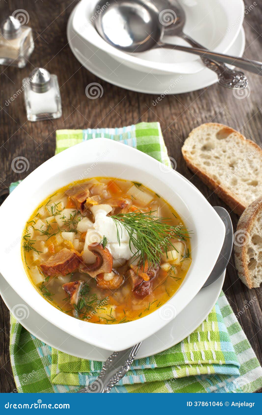 Dried Wild Mushroom and Potato Soup. Stock Photo Image of dried, diet