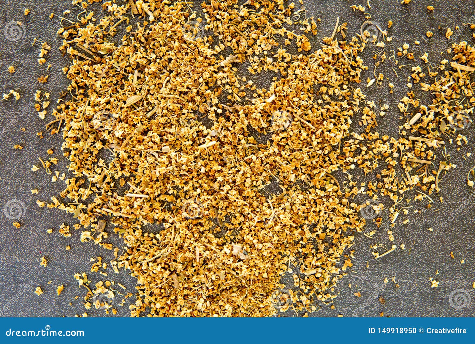 Dried Yellow Elder Flowers On Gray / Grey Slate Background Stock Photo