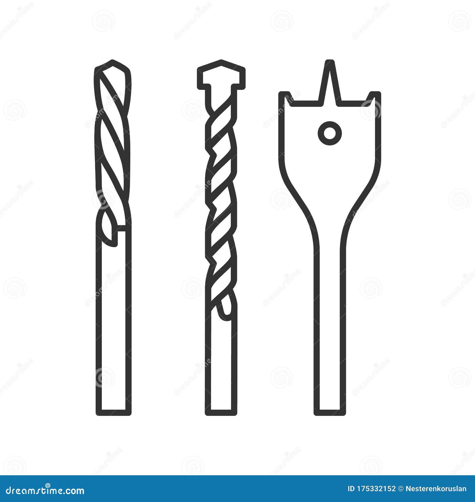 Drill bits linear icon stock vector. Illustration of contour - 175332152