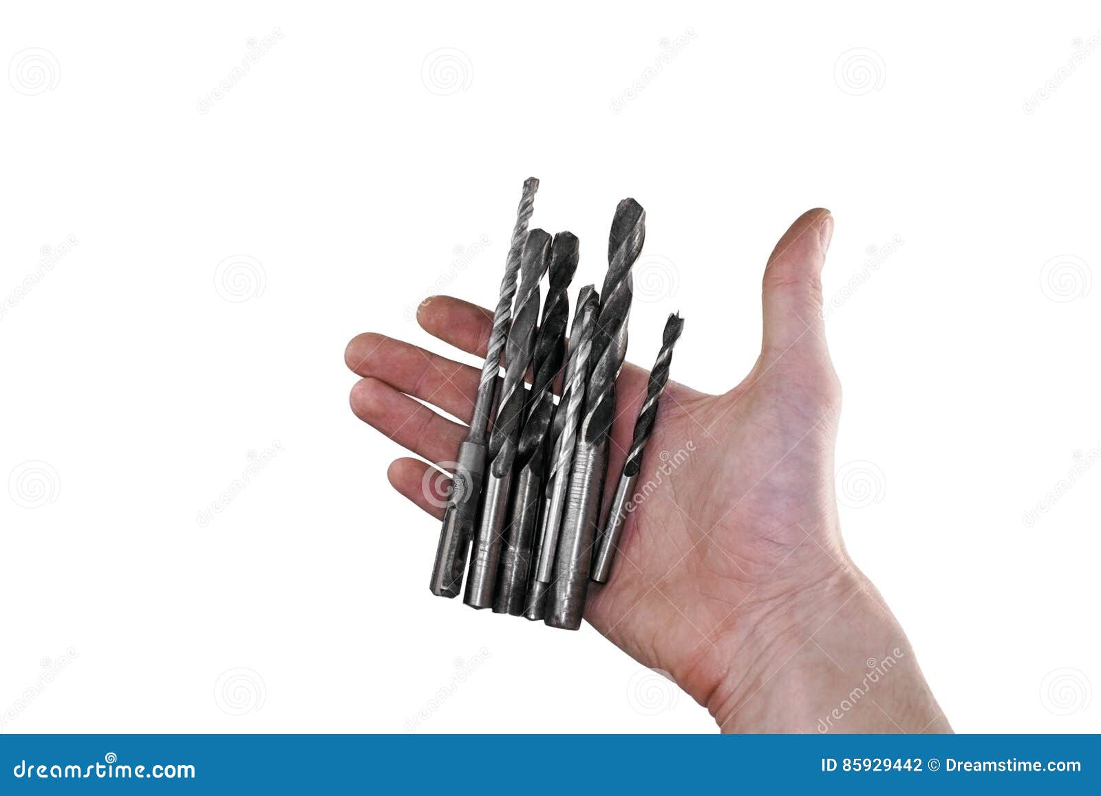 Drill in hand stock photo. Image of object, hand, tool 85929442