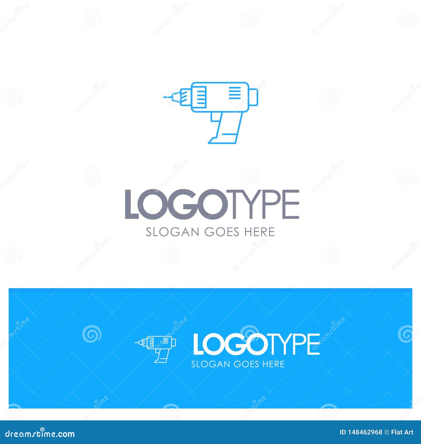 Drill, Power, Machine, Cordless, Electronics Blue OutLine Logo with