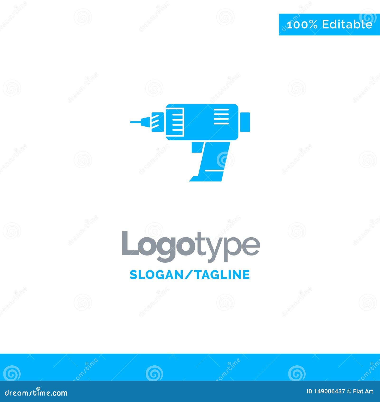 Drill, Power, Machine, Cordless, Electronics Blue Solid Logo Template