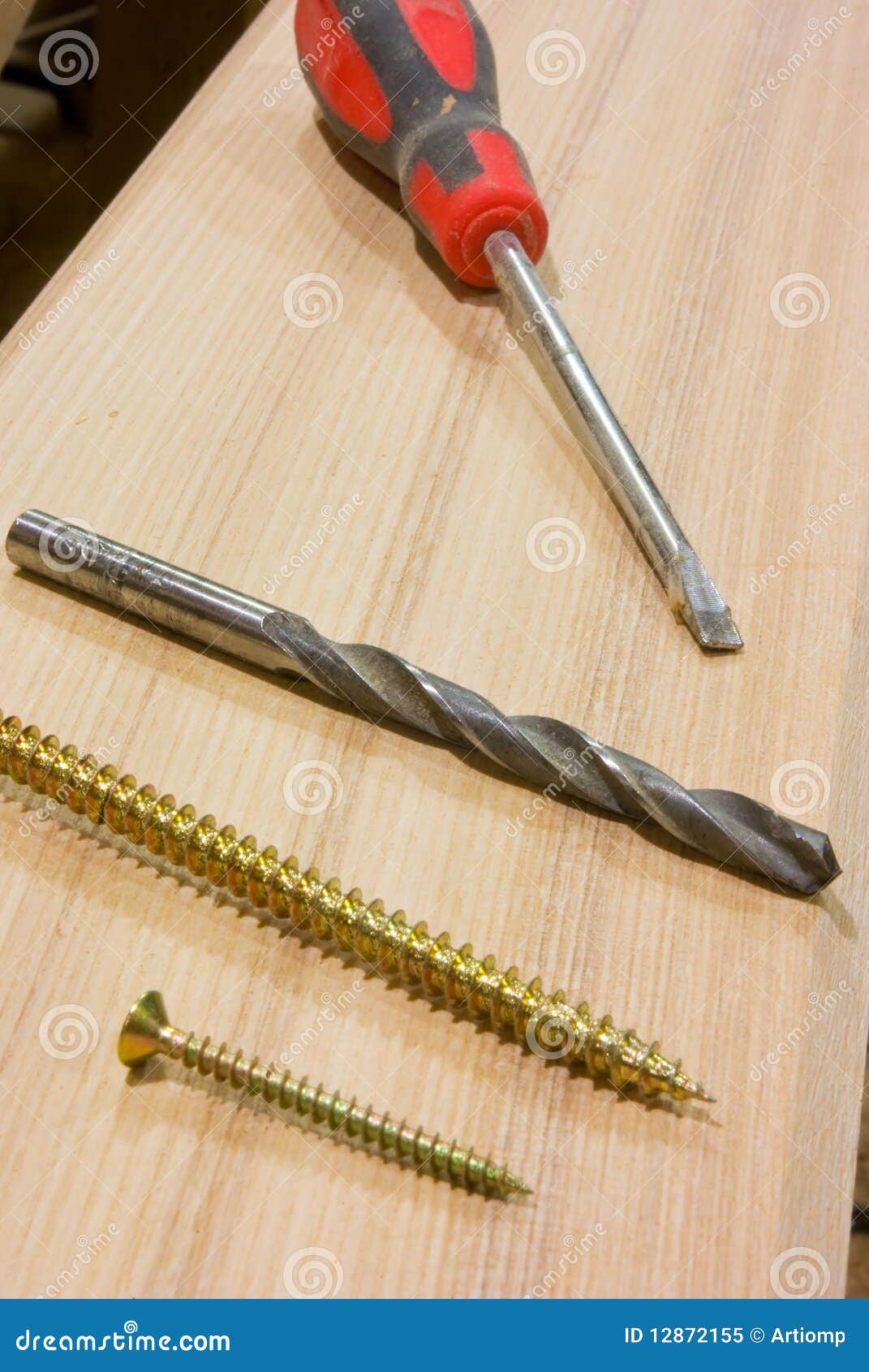 Drill, screw, screwdriver stock image. Image of metal 12872155