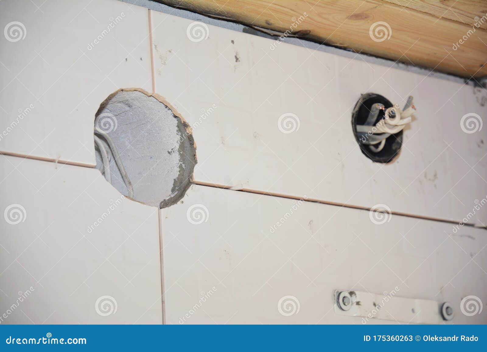 Drill Ventilation Hole for Bathroom Fan Installation Stock Image