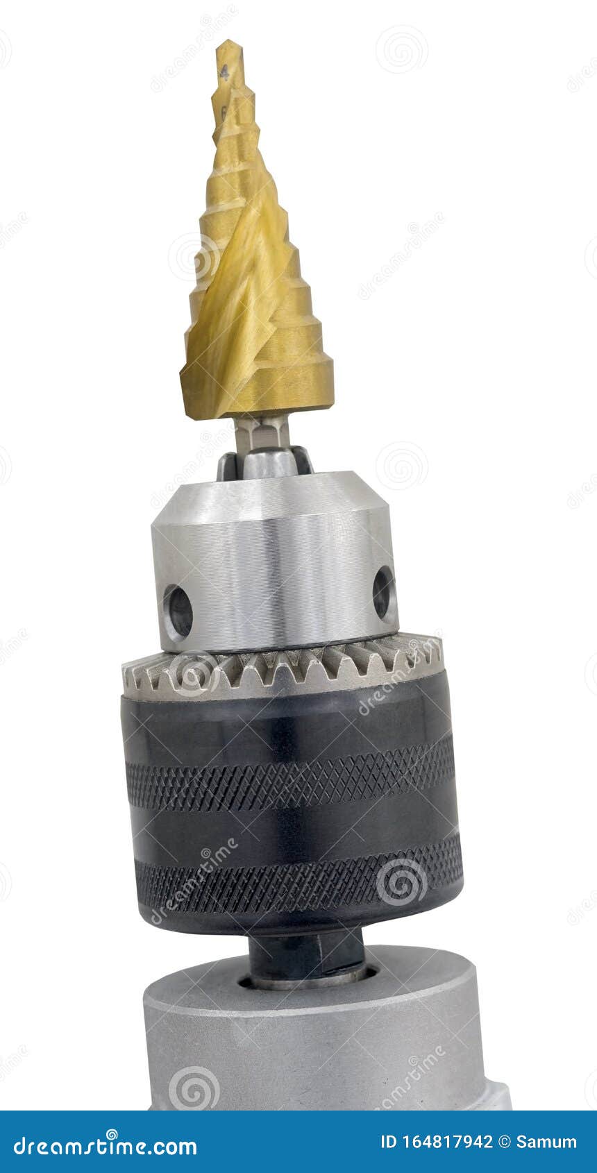 Drill and Yellow Drill Bit Isolated on White Stock Photo Image of