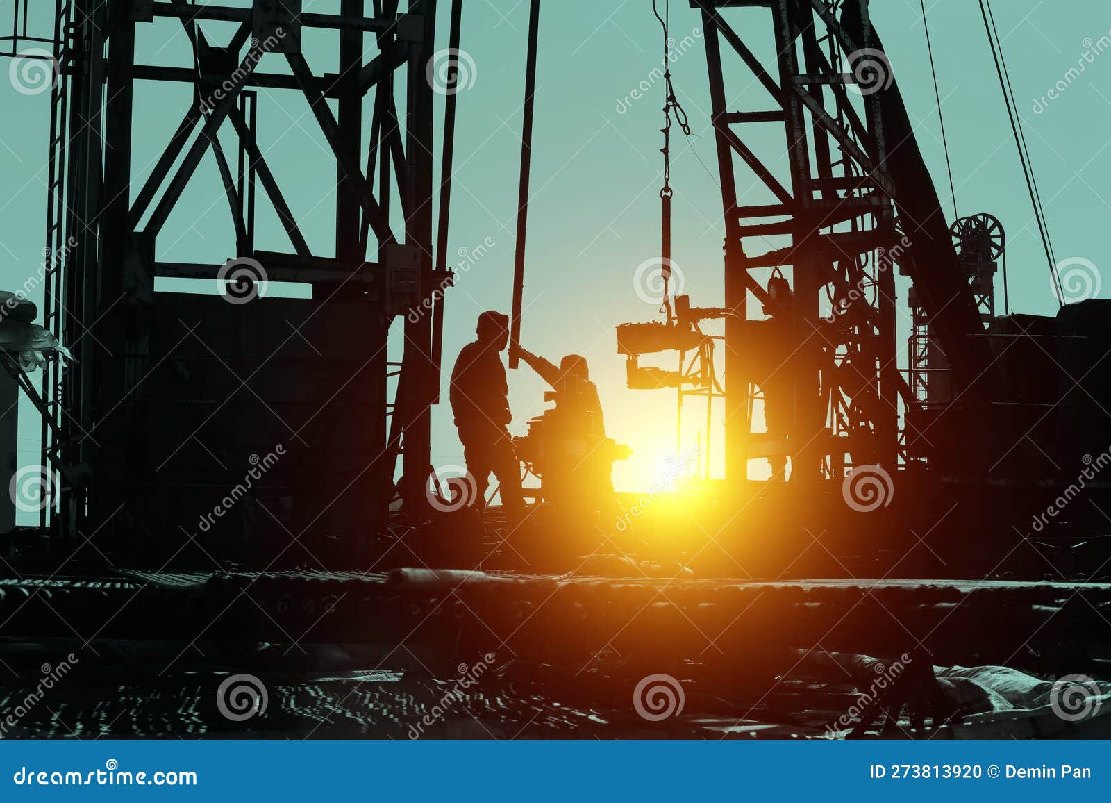 Drilling Exploration, the Oil Workers are Working Stock Photo Image