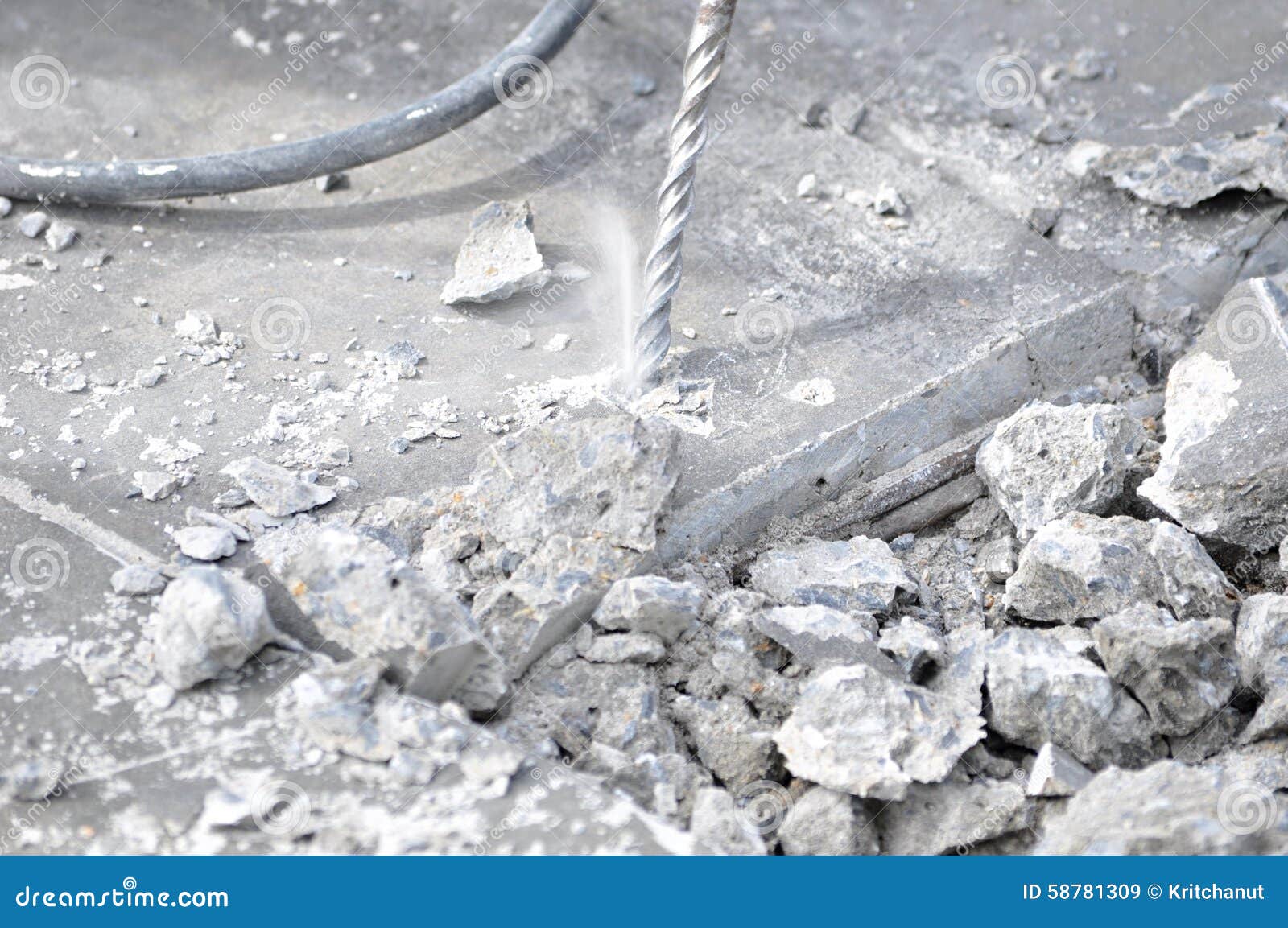 Drilling Machine Breaking Concrete Floor Stock Image Image Of