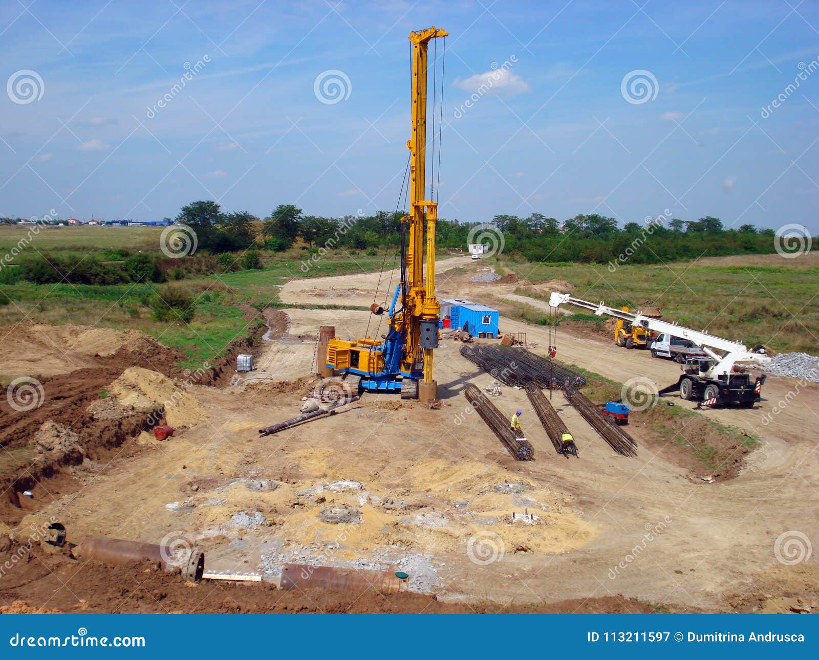 Drilling machine working stock image. Image of pipe 113211597