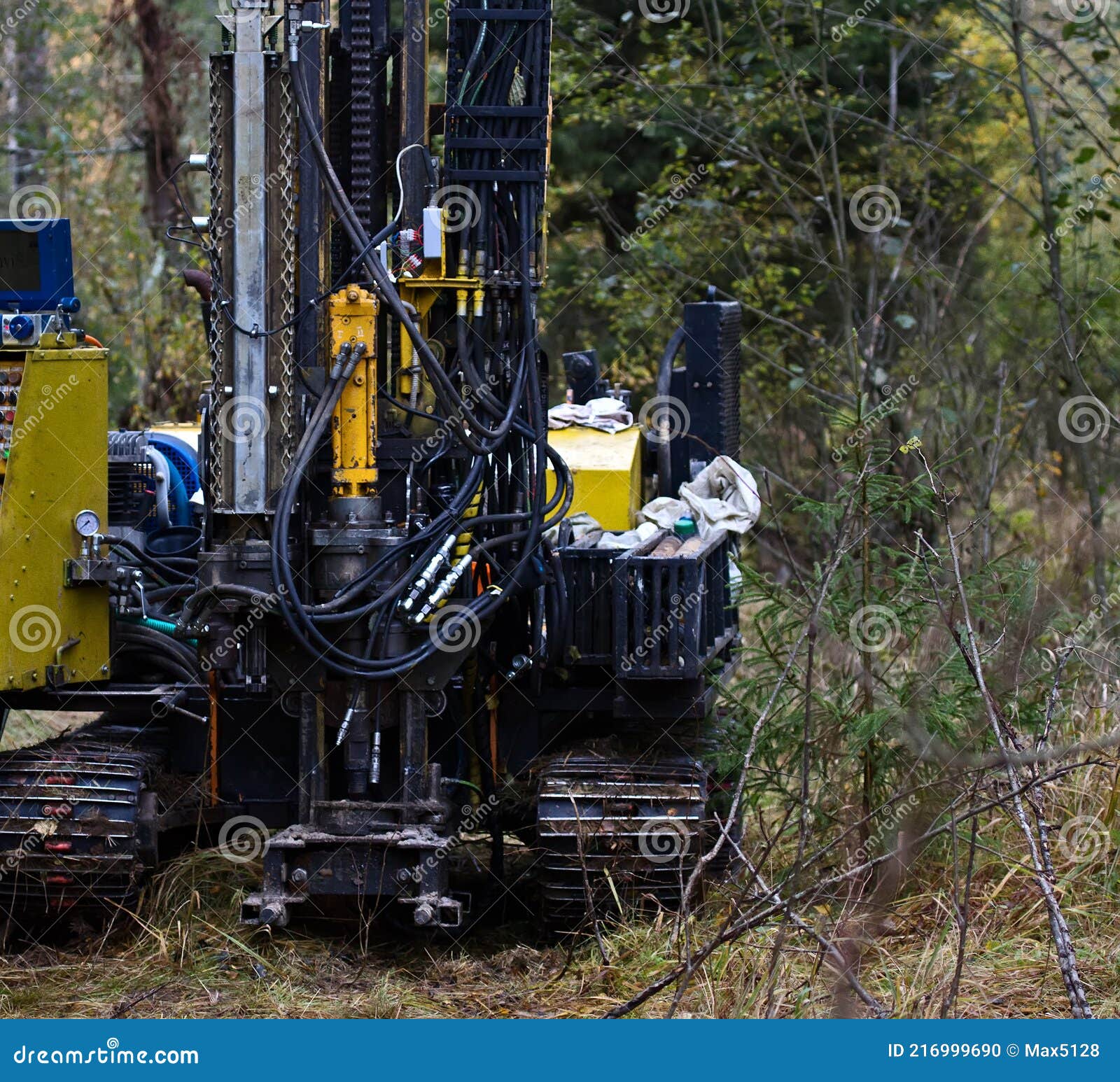 Drilling Rig Drills Soil in Forest Conditions Stock Photo Image of