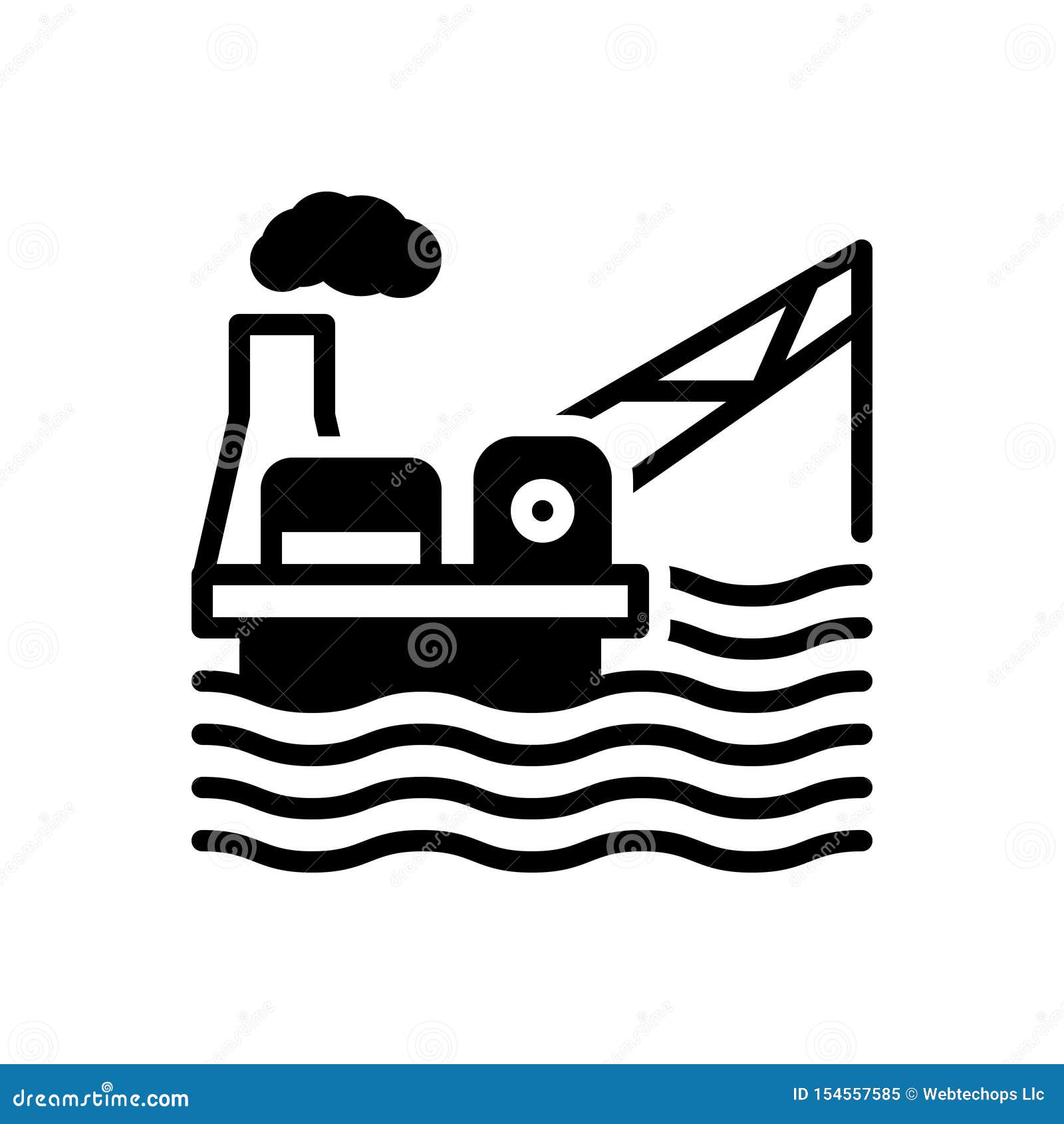Black Solid Icon for Drilling Rig, Platform and Exploration Stock Vector Illustration of