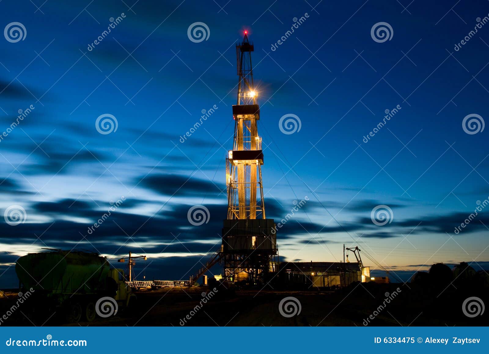 drilling rig in the night