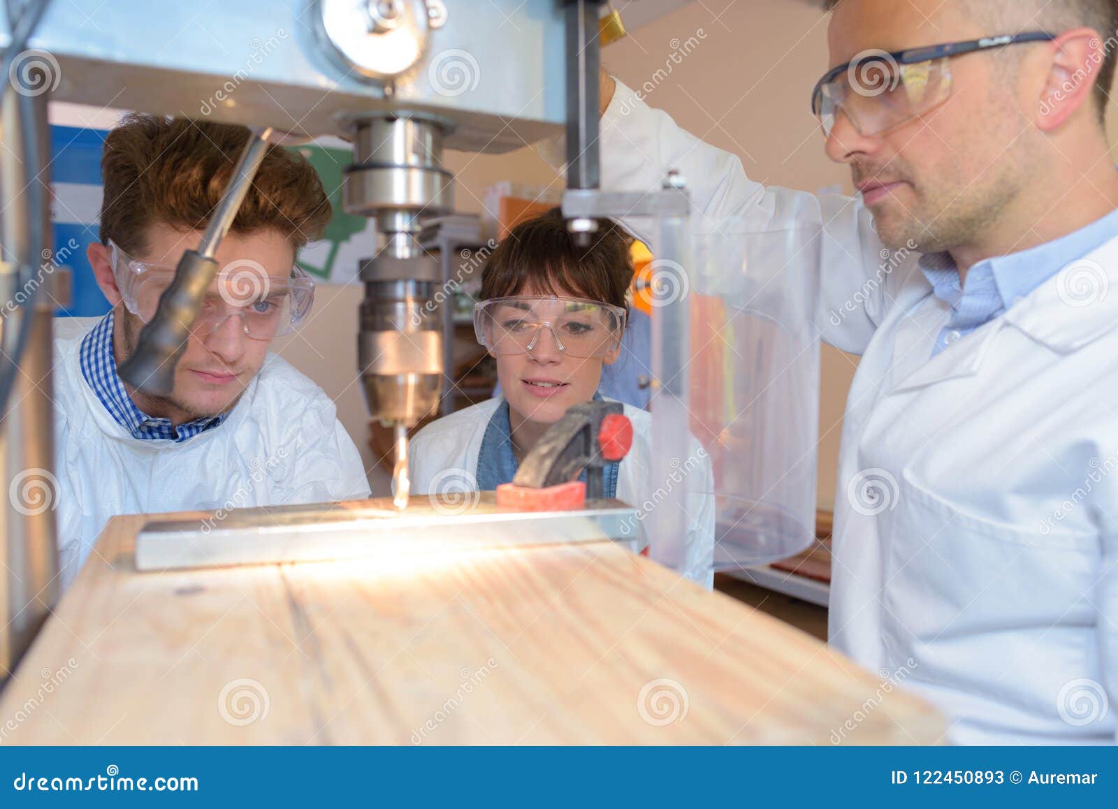 Drilling a steel bar stock image. Image of machine, material 122450893