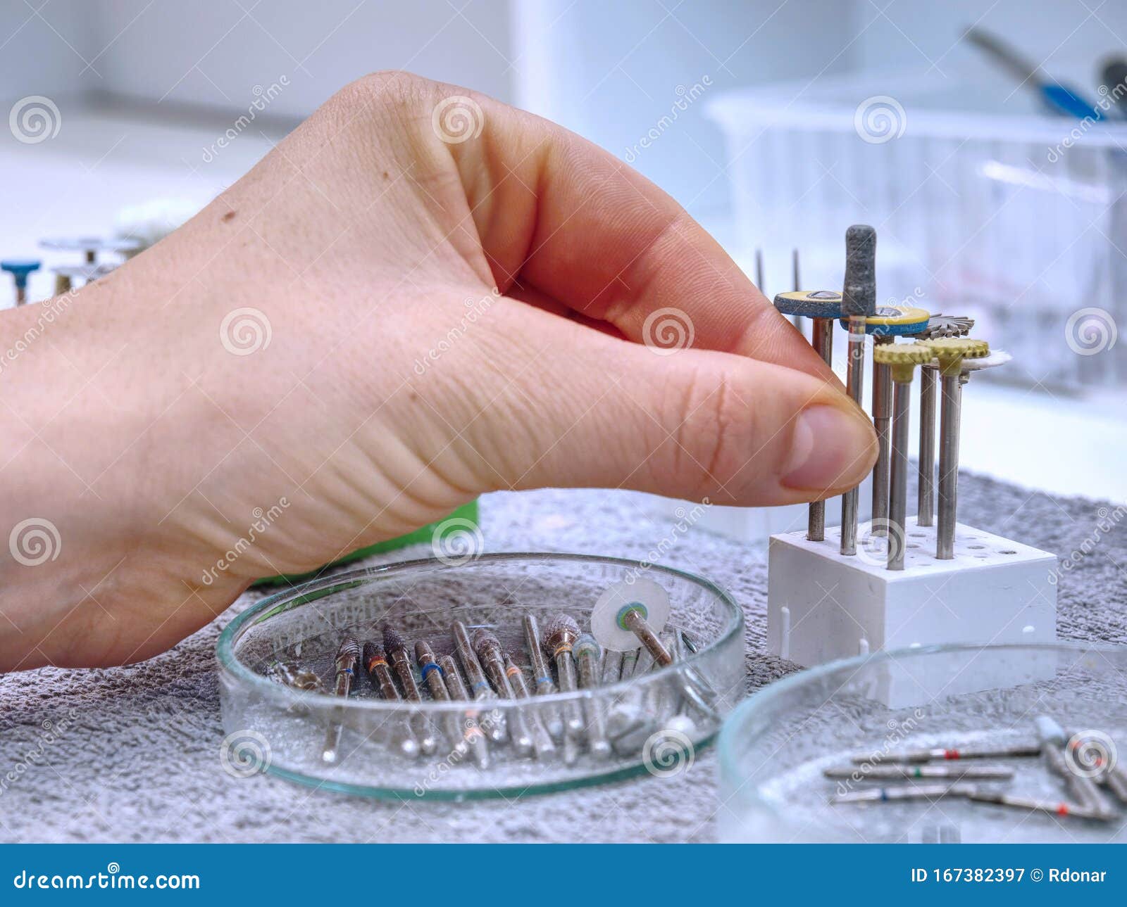 Drills, Dentist Brushes and Mill Cutters for Denture Modification Stock