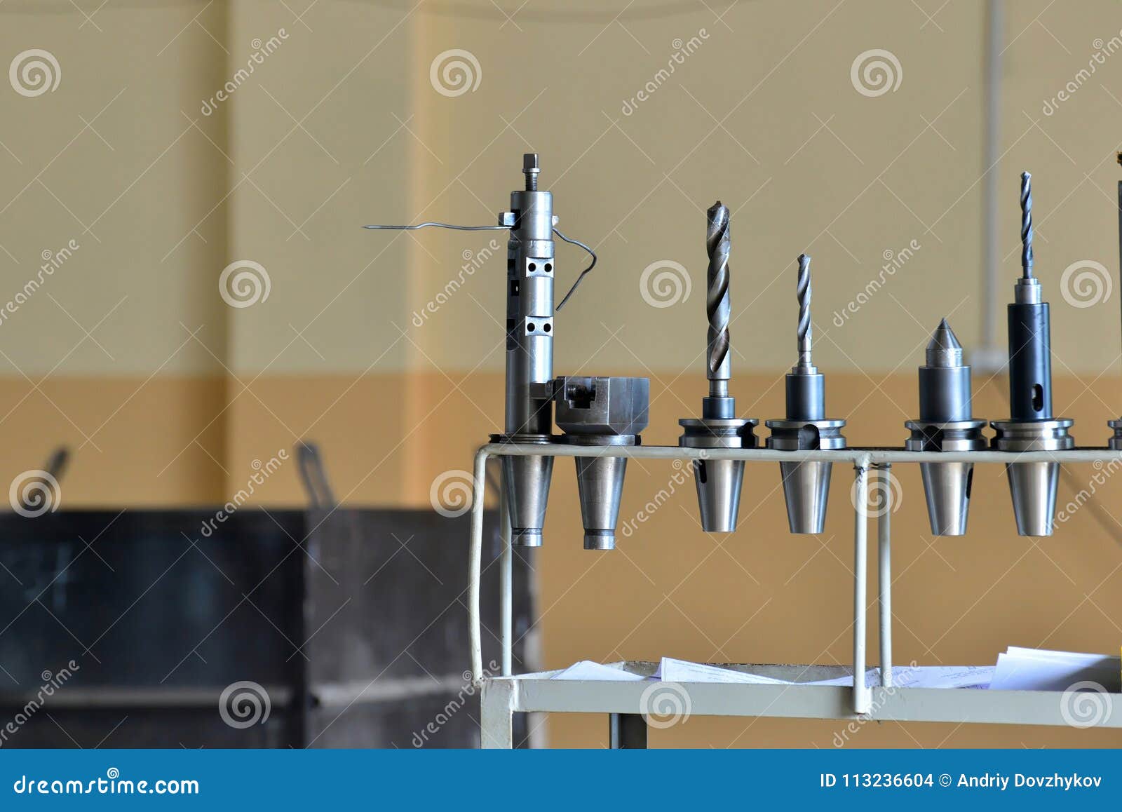 Drills and Milling Cutters for Milling Machine Tools Stock Photo