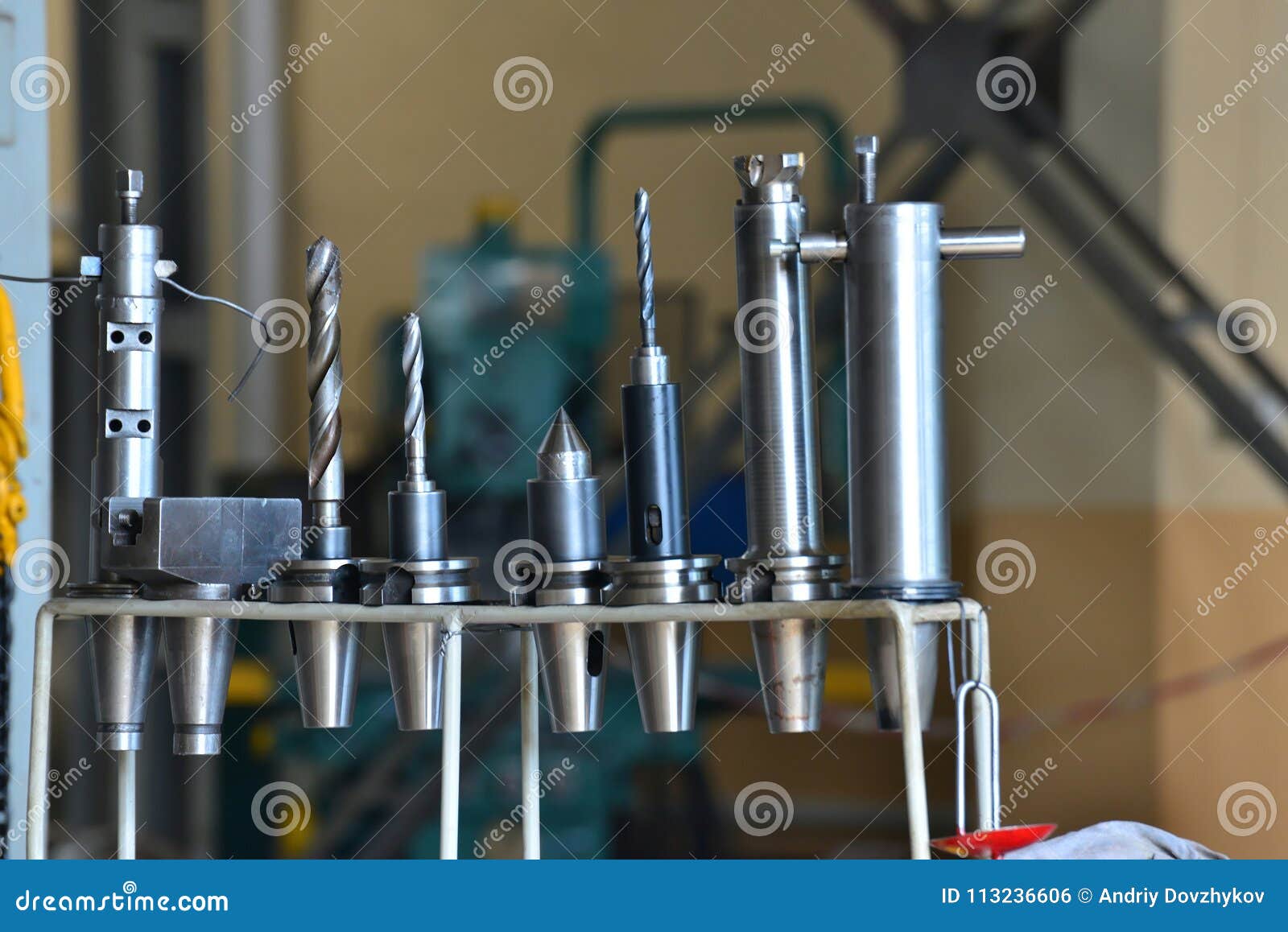 Drills and Milling Cutters for Milling Machine Tools Stock Photo