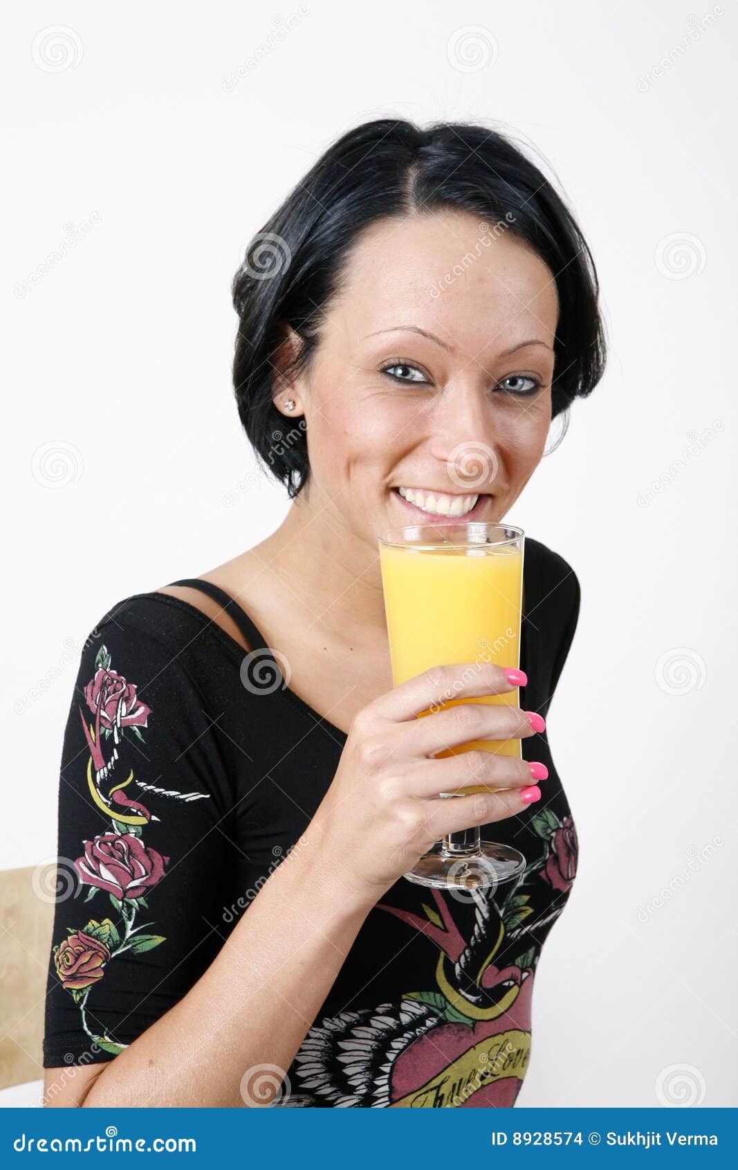 Dringing orange juice stock photo. Image of sweet, hair 8928574