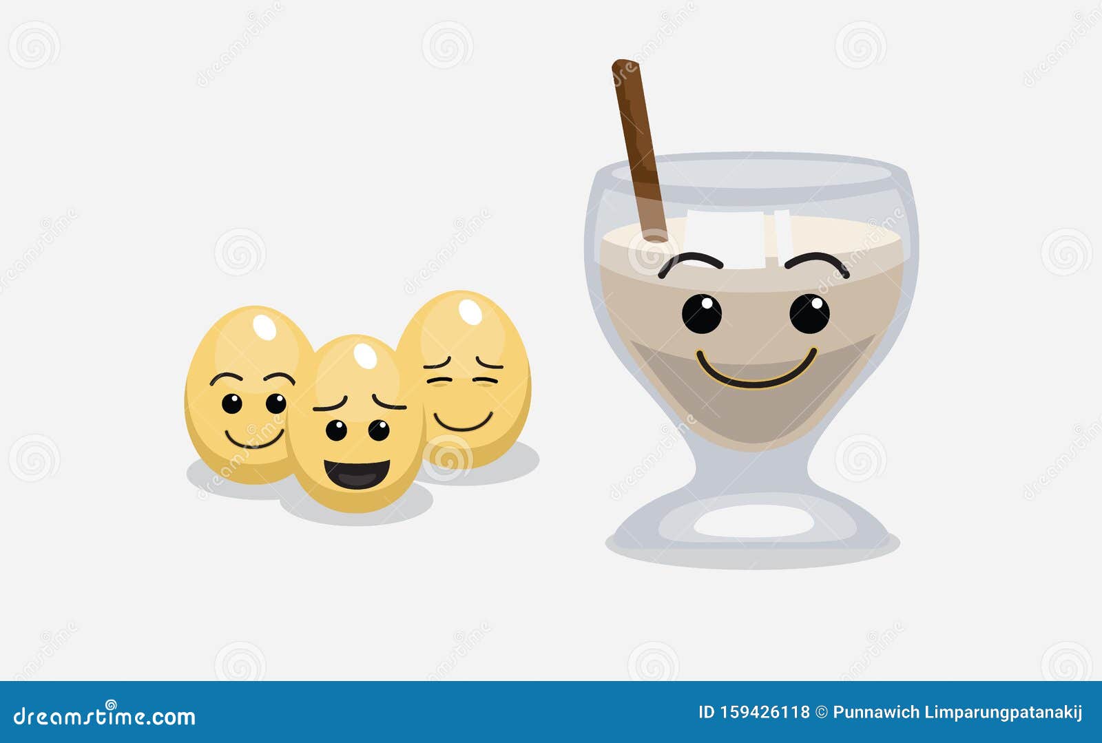Eggnog Cartoon Character Cute Faces Vector Stock Vector Illustration
