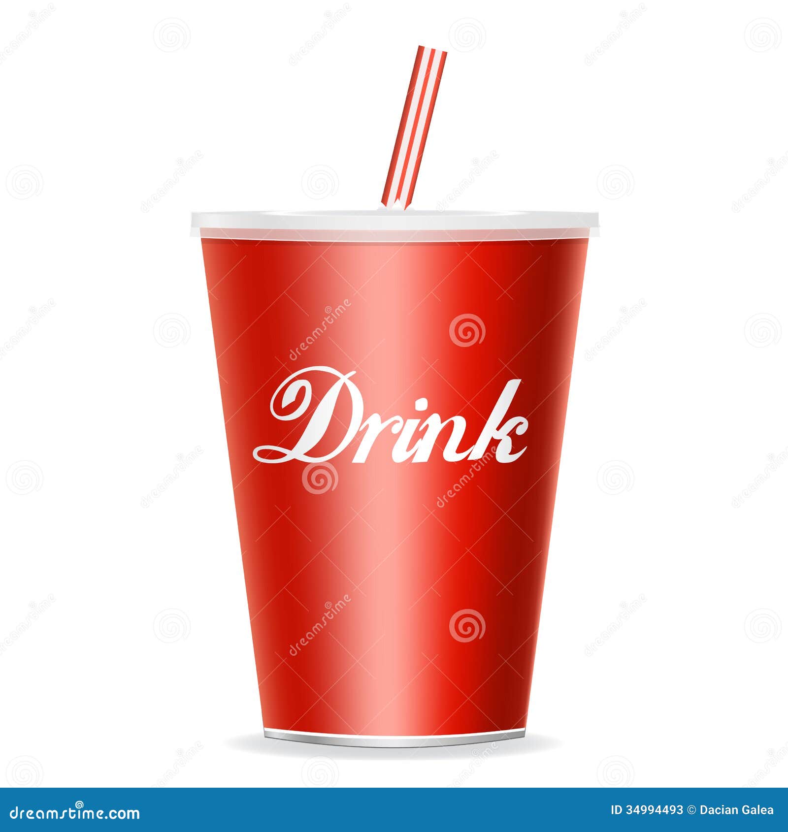 Red disposable cup with drinking straw Royalty Free Vector