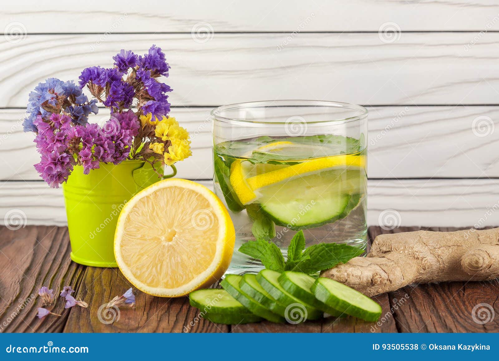 Drink with Lemon Cucumber Mint and Ginger Stock Photo Image of vitamin, yellow 93505538