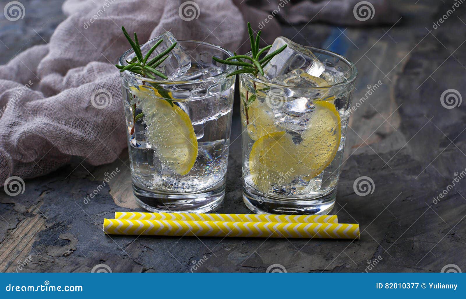 Drink with Lemon and Rosemary Stock Image Image of juice, beverage