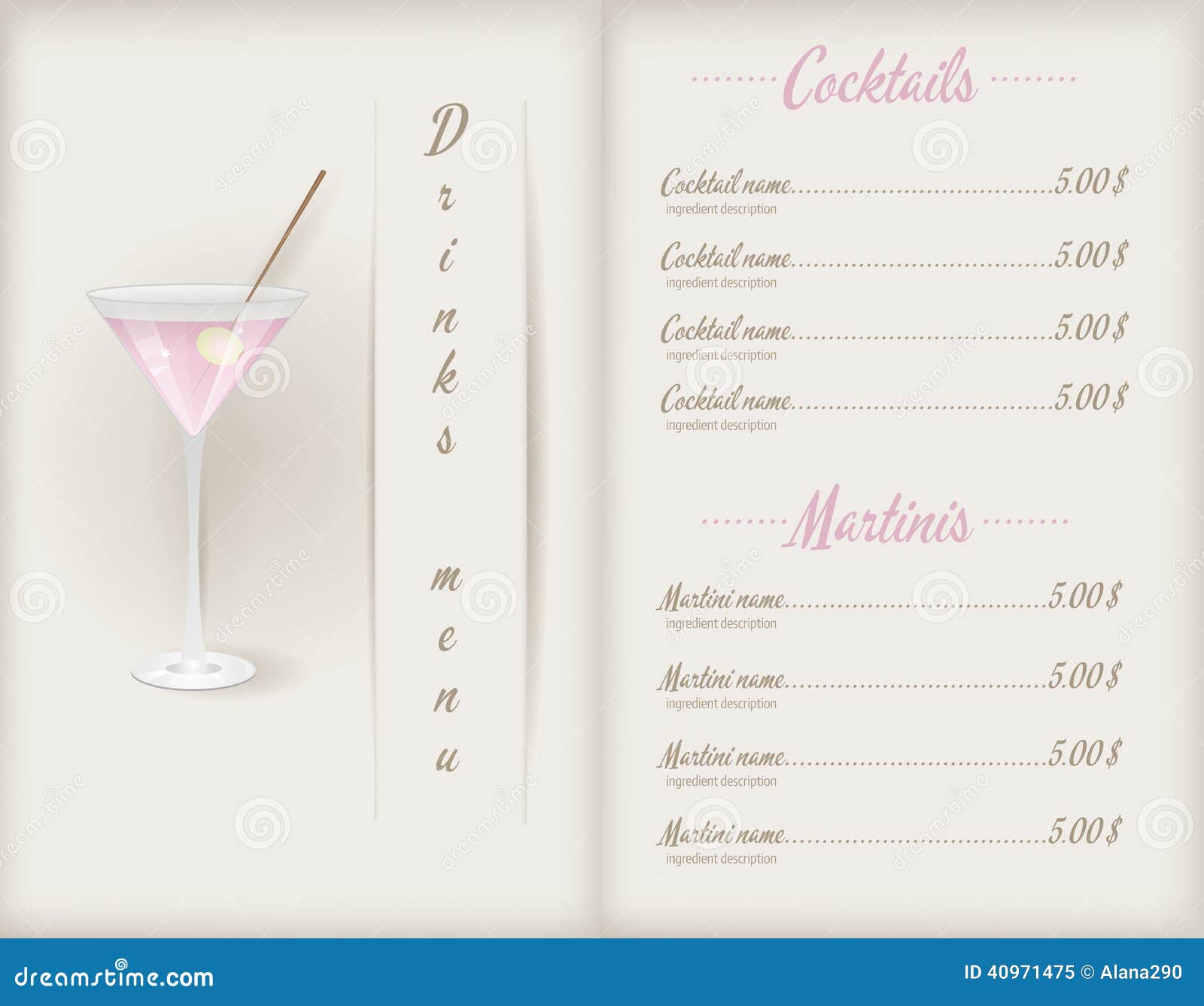 Drink Menu Stock Illustrations – 22,22 Drink Menu Stock Intended For Cocktail Menu Template Word Free