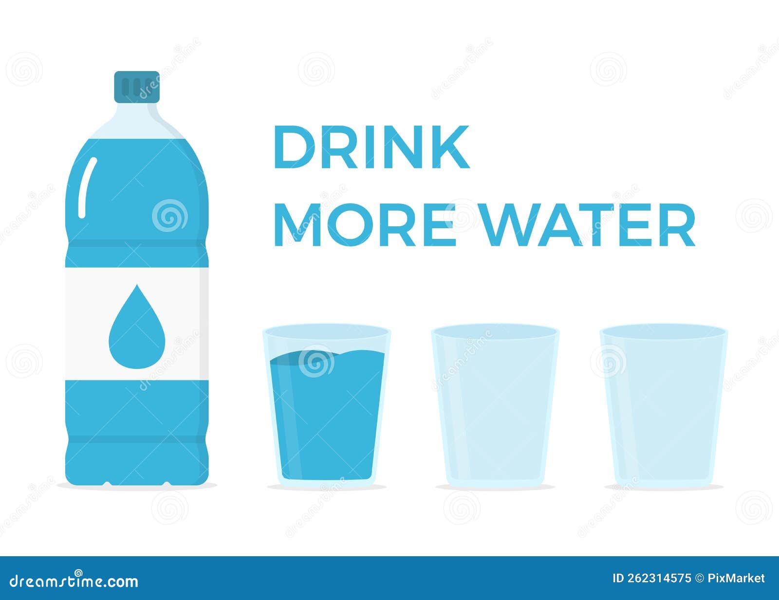 Drink More Water Concept stock vector. Illustration of glass 262314575