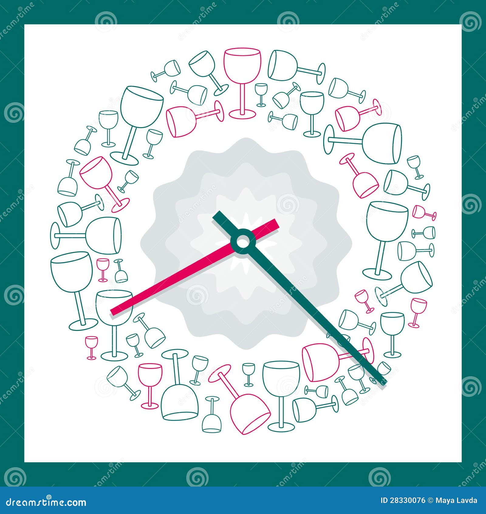 Drink Time Analog Clock Vector Stock Vector Illustration of pattern