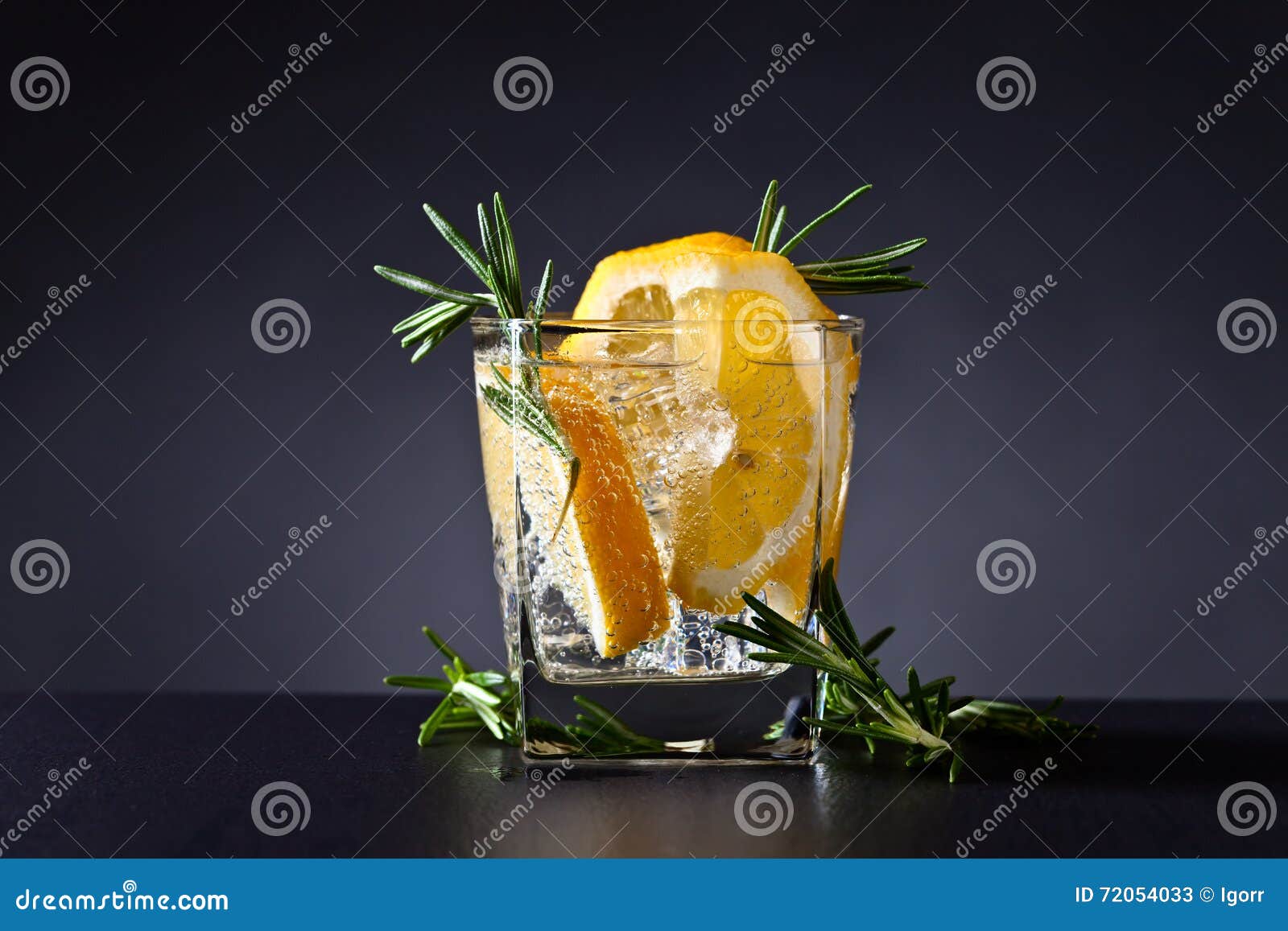 Drink with Tonic, Lemon and Rosemary Stock Image Image of taste, cool