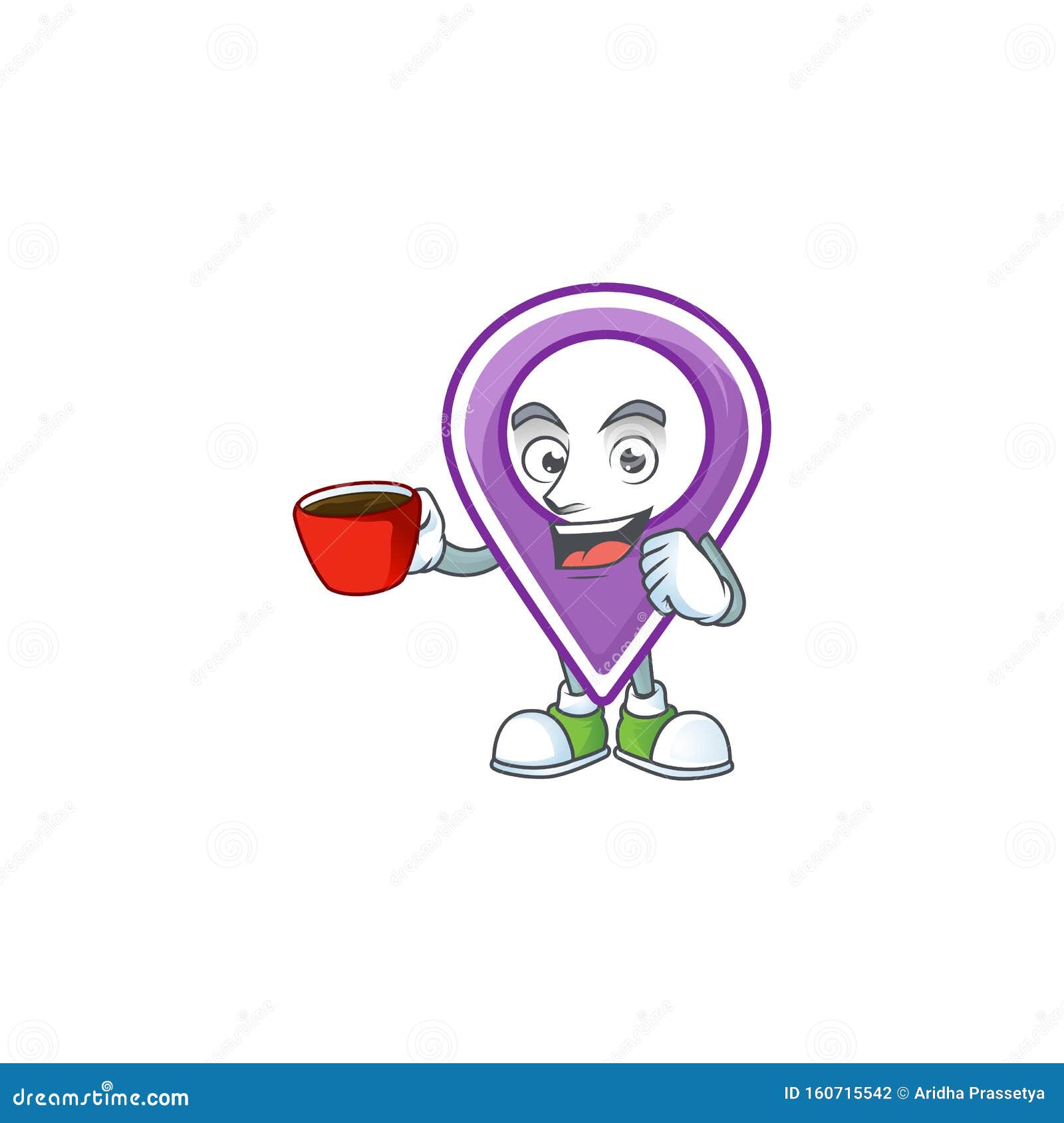 Drinking in Cup Pin Location Icon for Direction Clue Stock Vector