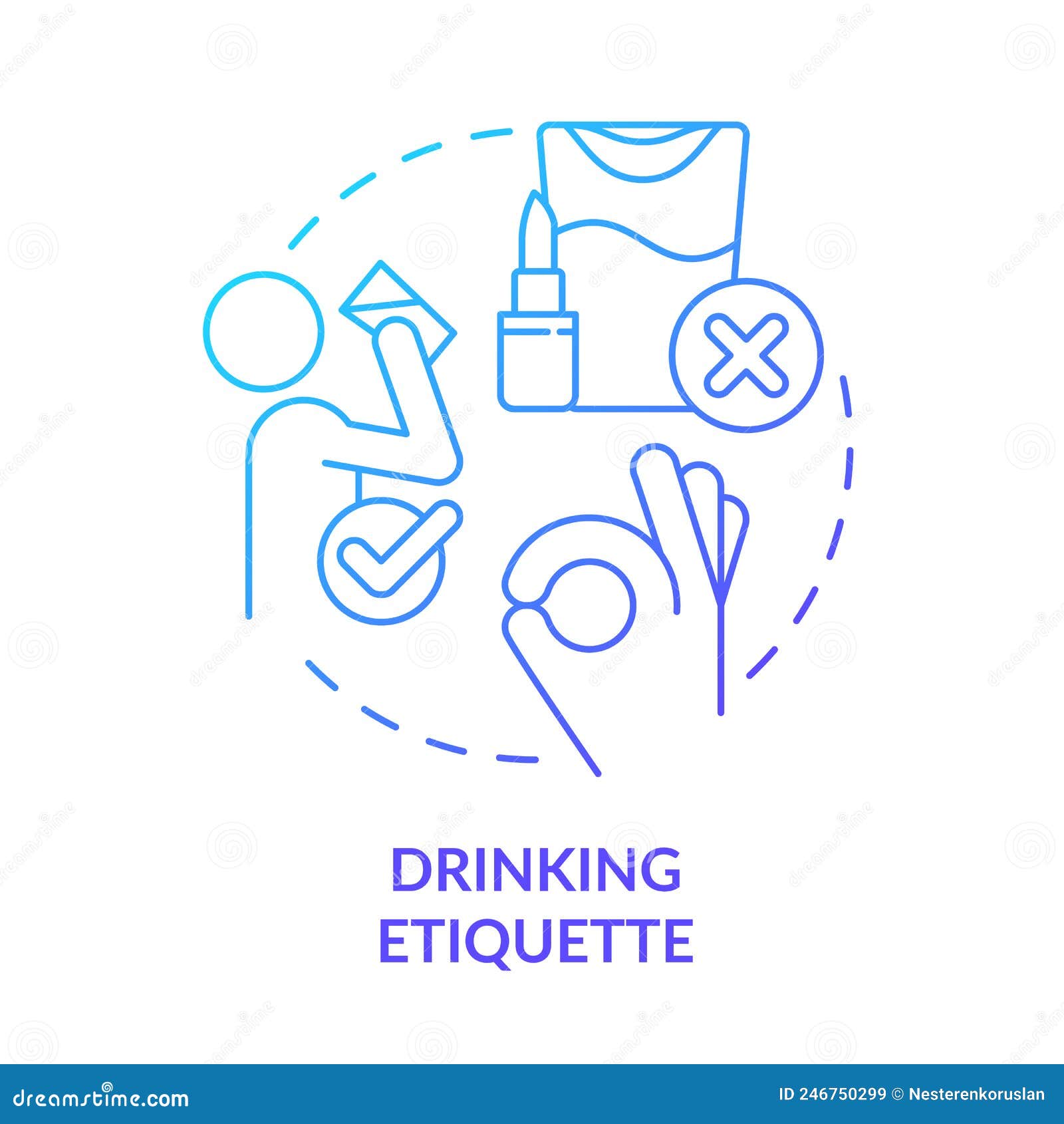 Drinking Etiquette Blue Gradient Concept Icon Stock Vector