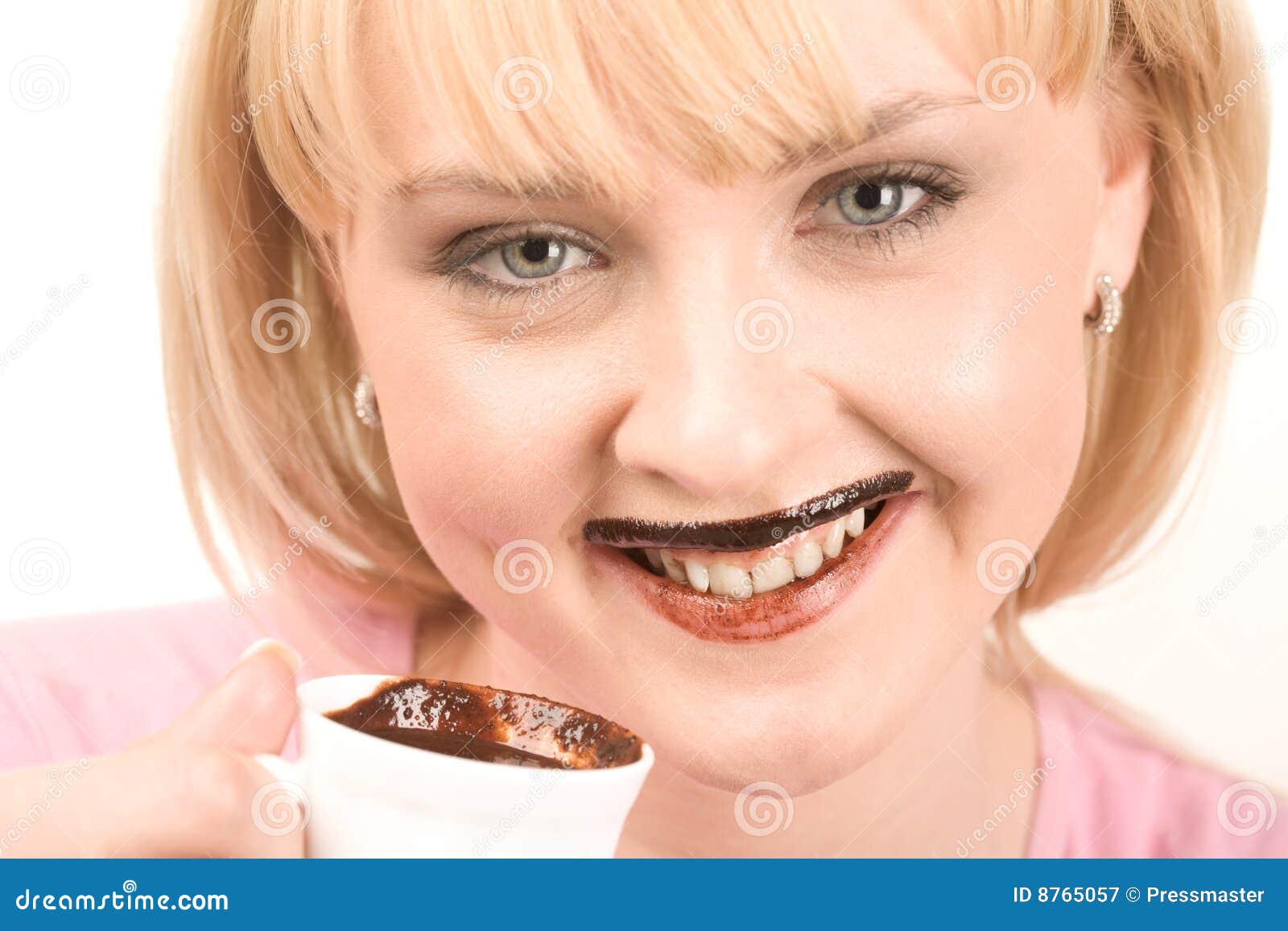 Drinking hot chocolate stock image. Image of close, face 8765057